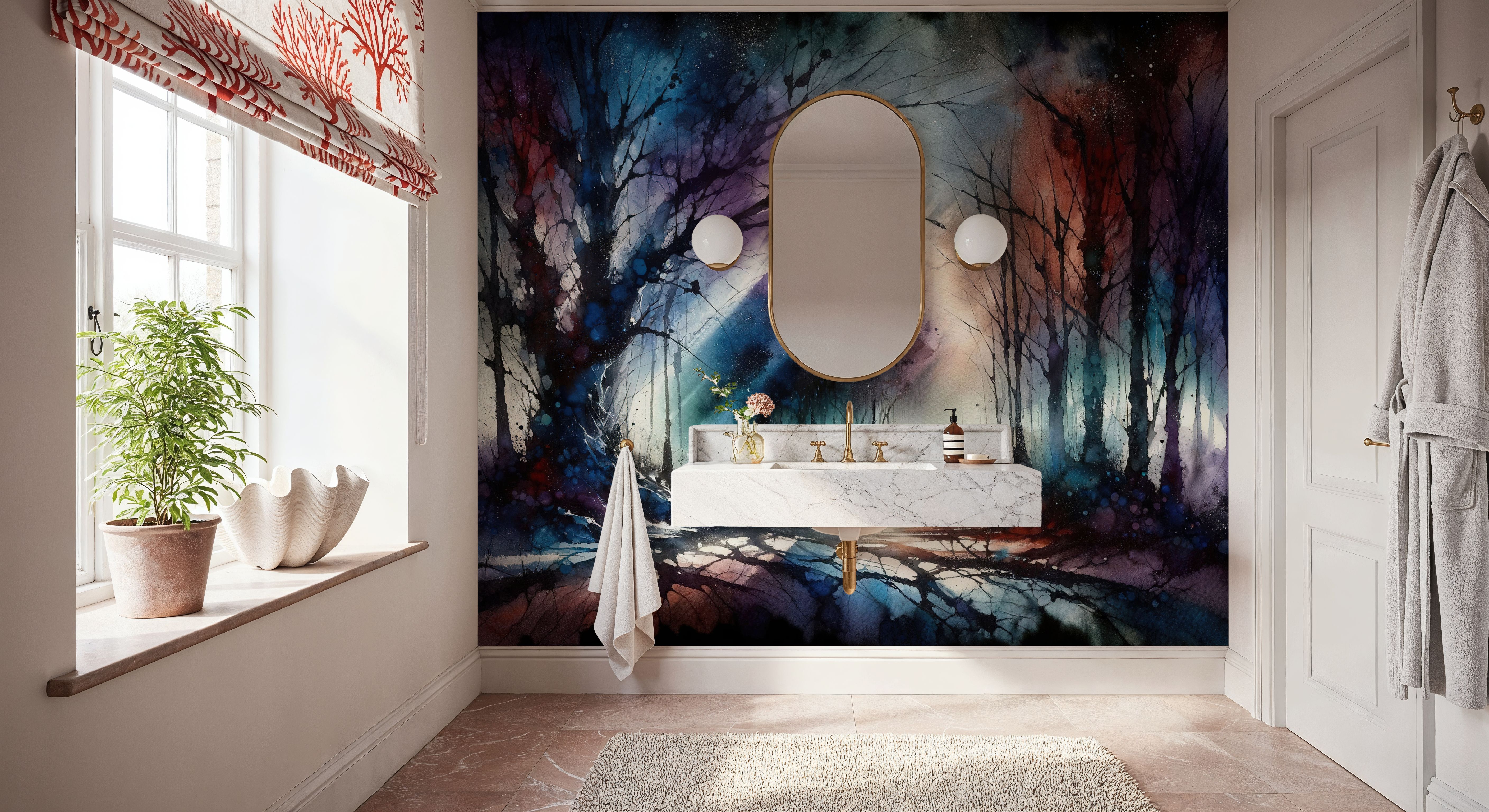 Mystical Moonlit Forest Scene