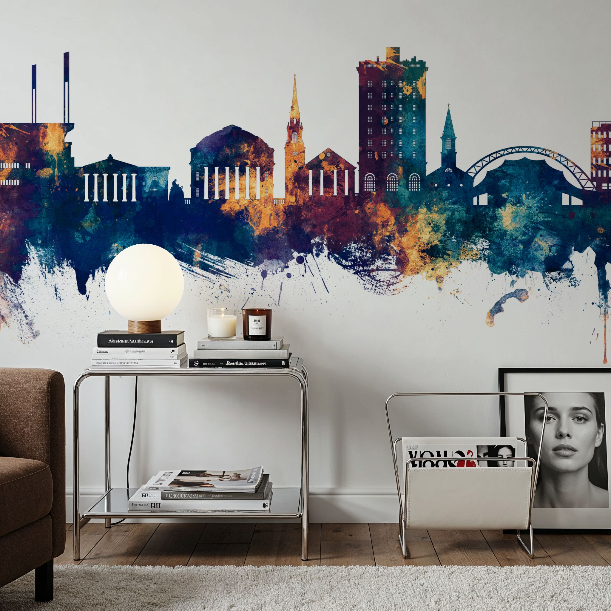 Charlottesville Virginia Skyline Blue & Bronze