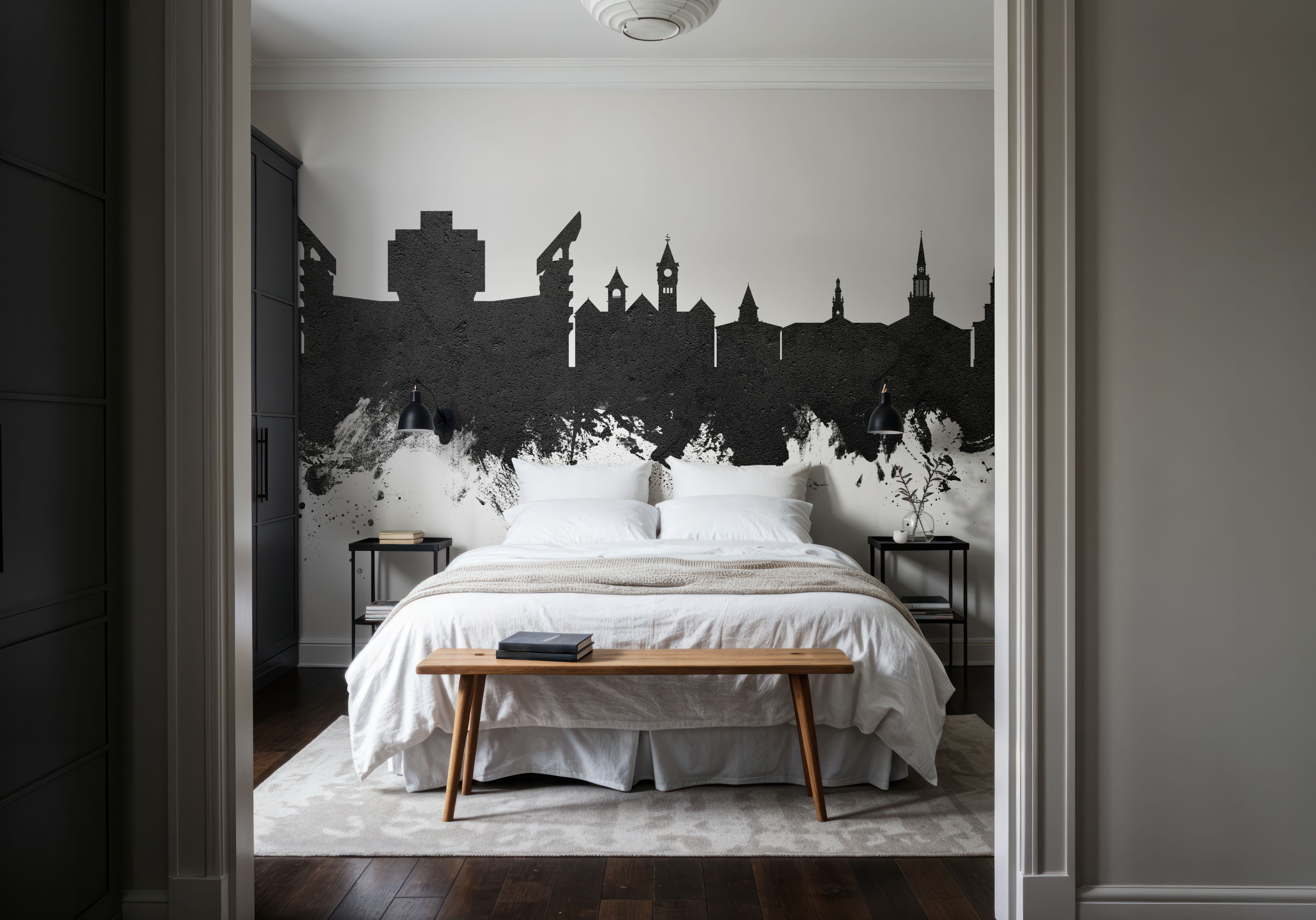 Auburn Alabama Skyline Black & White, Wallpaper