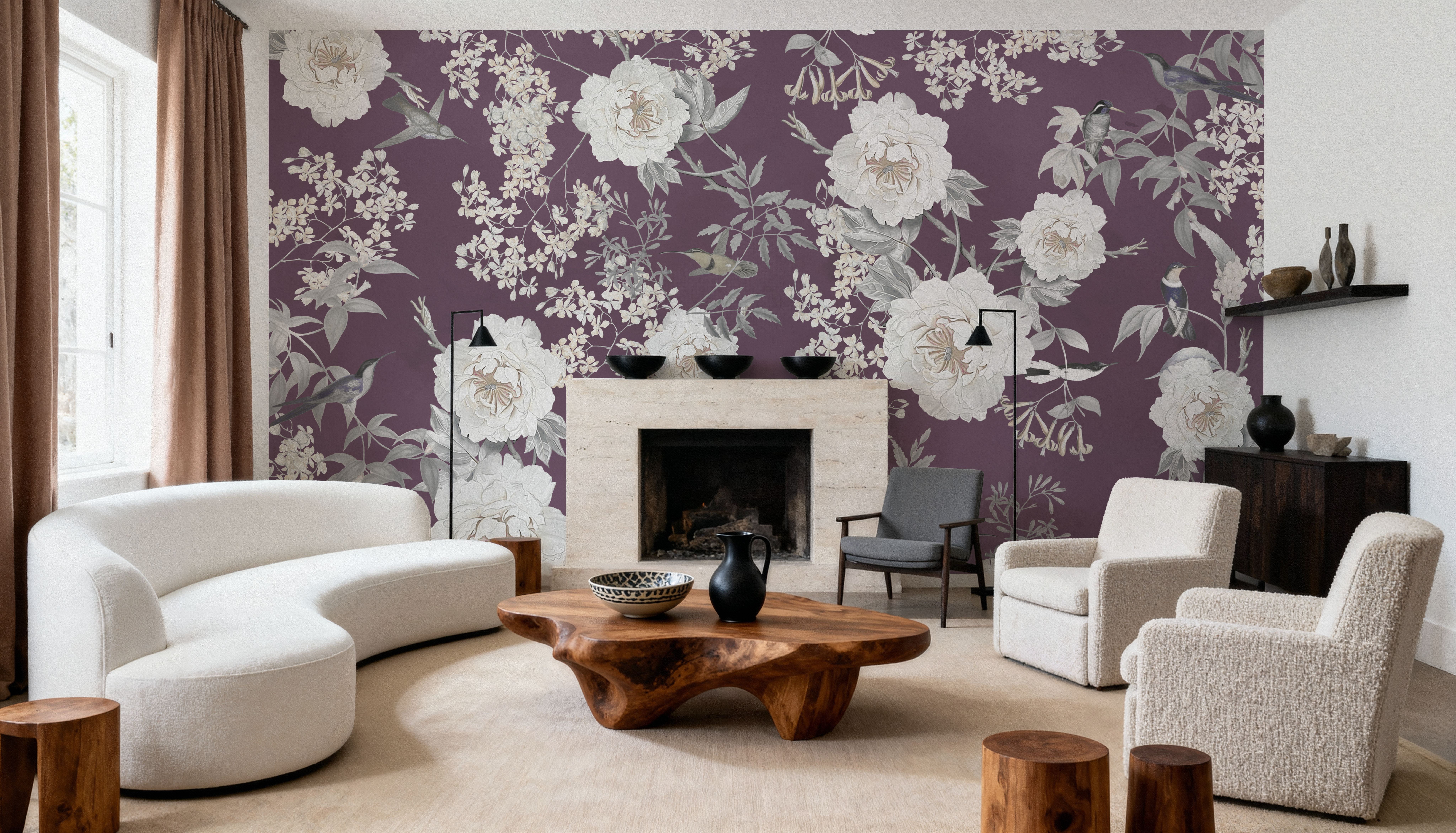 Wall Mural - Birds of Eden - Birds Animals mural wallpaper - Bedroom - Wallism US - Premium, Textured or Peel & Stick