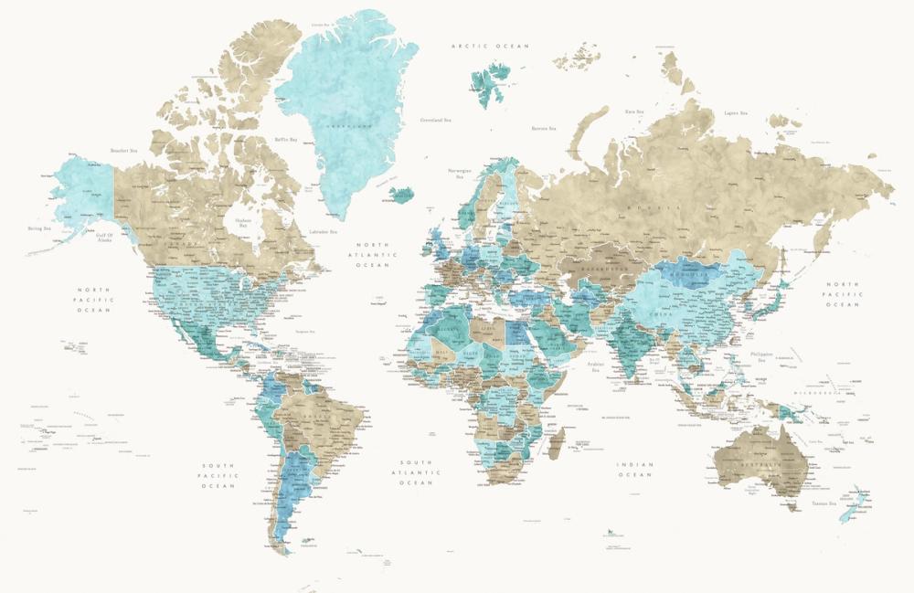 World Map Cities - Phillipa