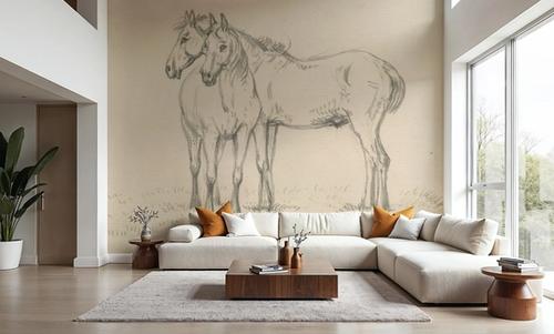 Two Horses Standing Together