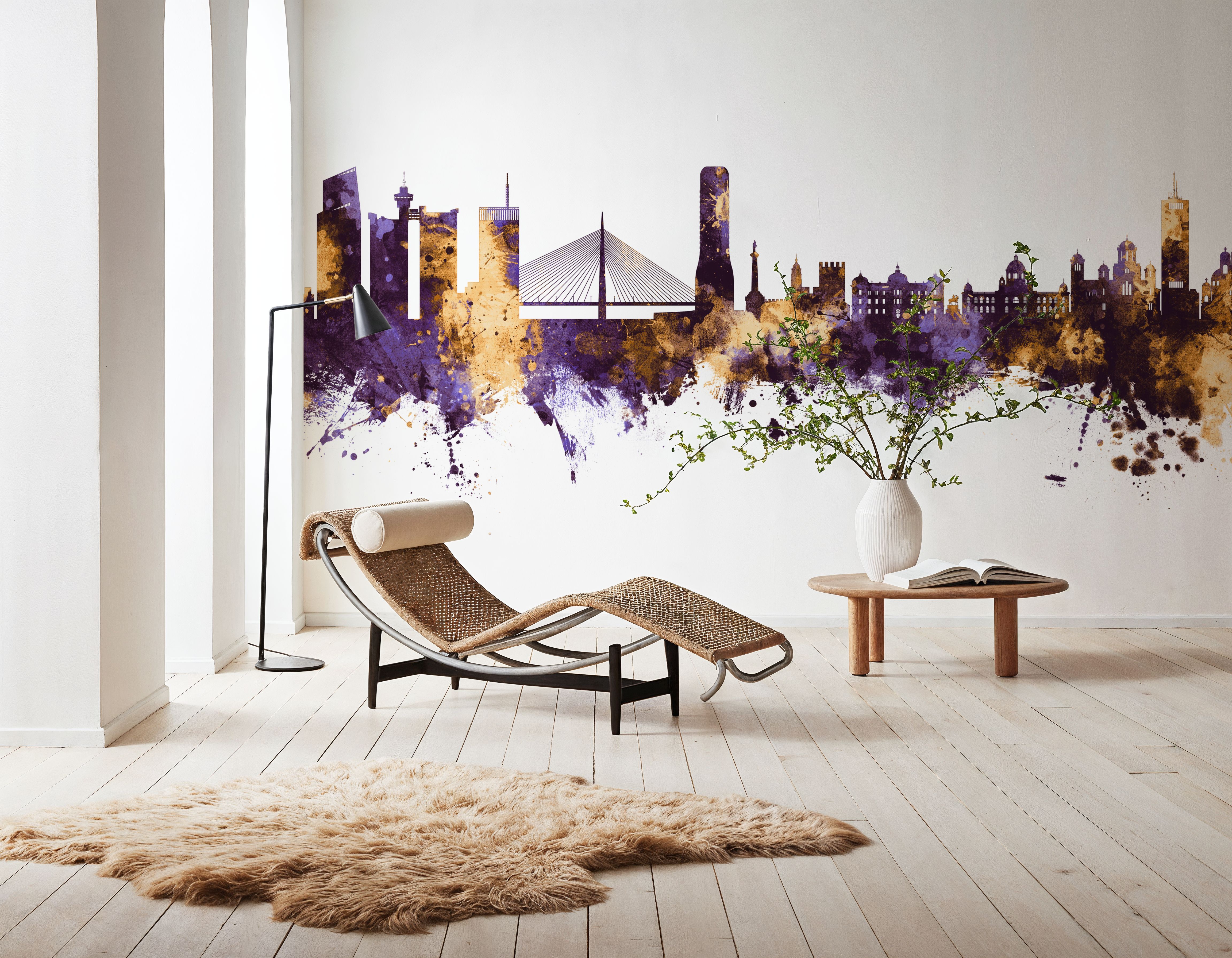 Belgrade Serbia Skyline Purple & Gold, Wallpaper