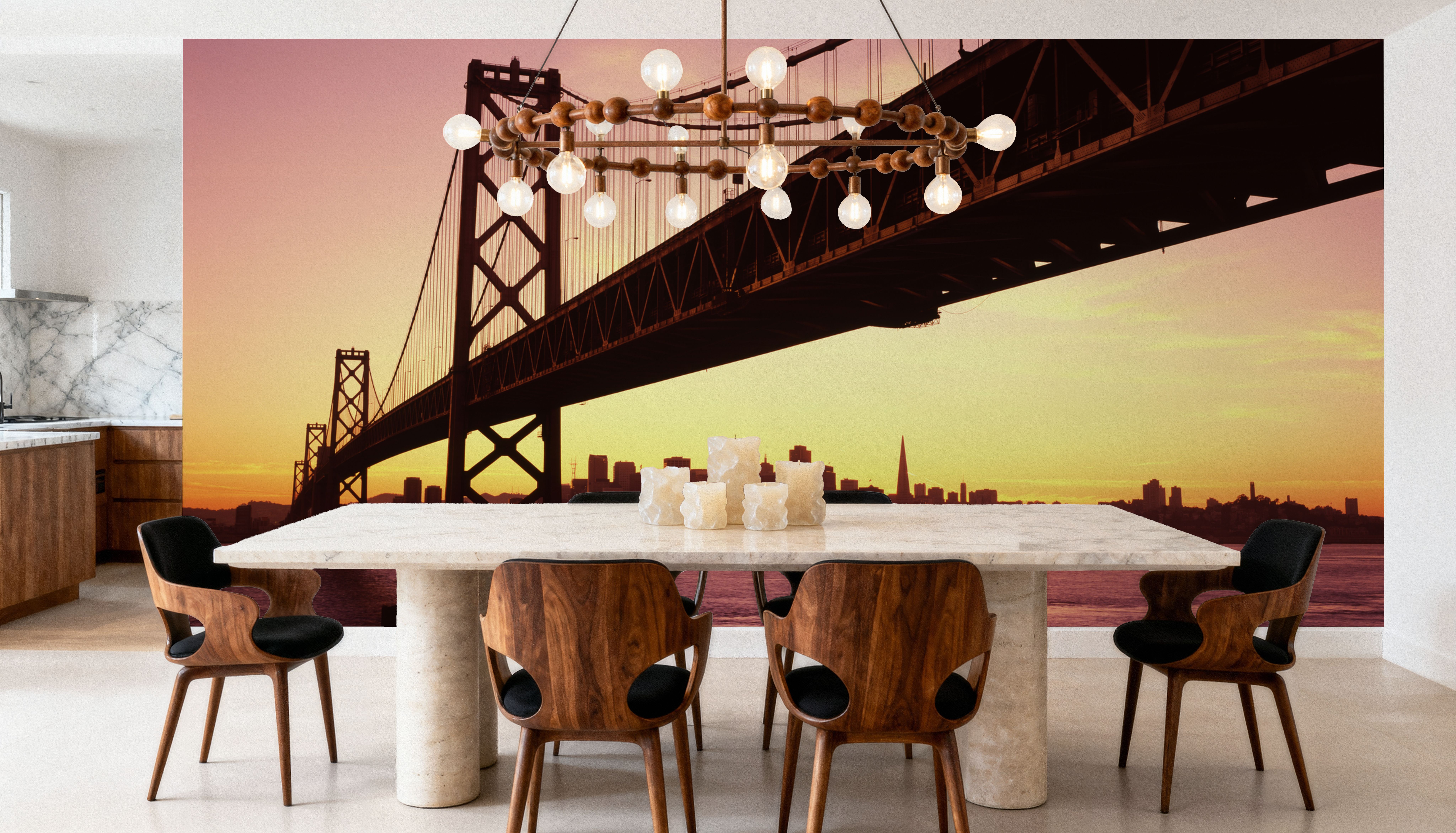 Sunset Silhouette Bridge, Papel pintado
