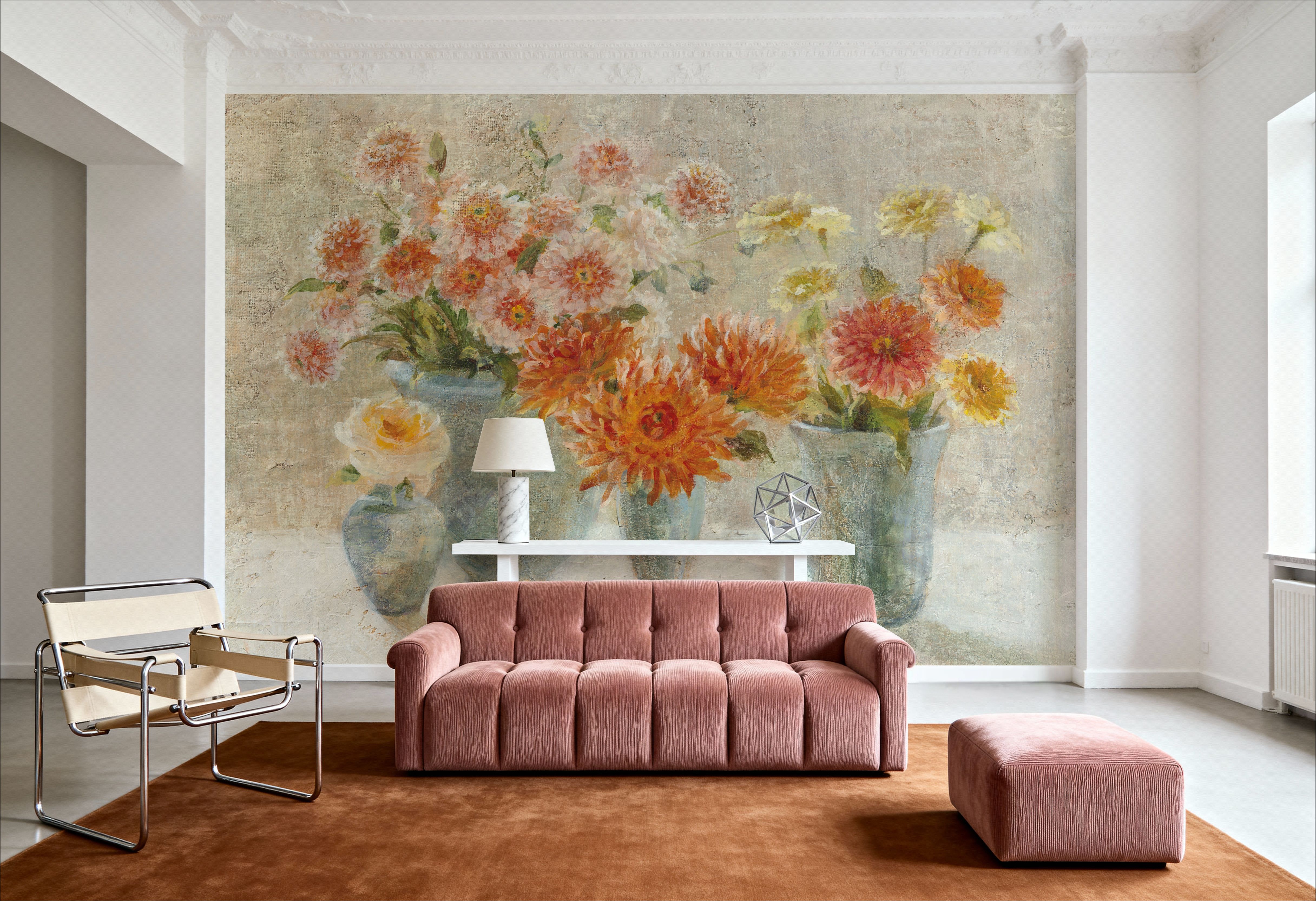 Dahlias in Vases, Papel pintado