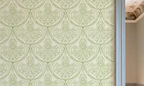 Art Deco Peacock Scallops, Sage