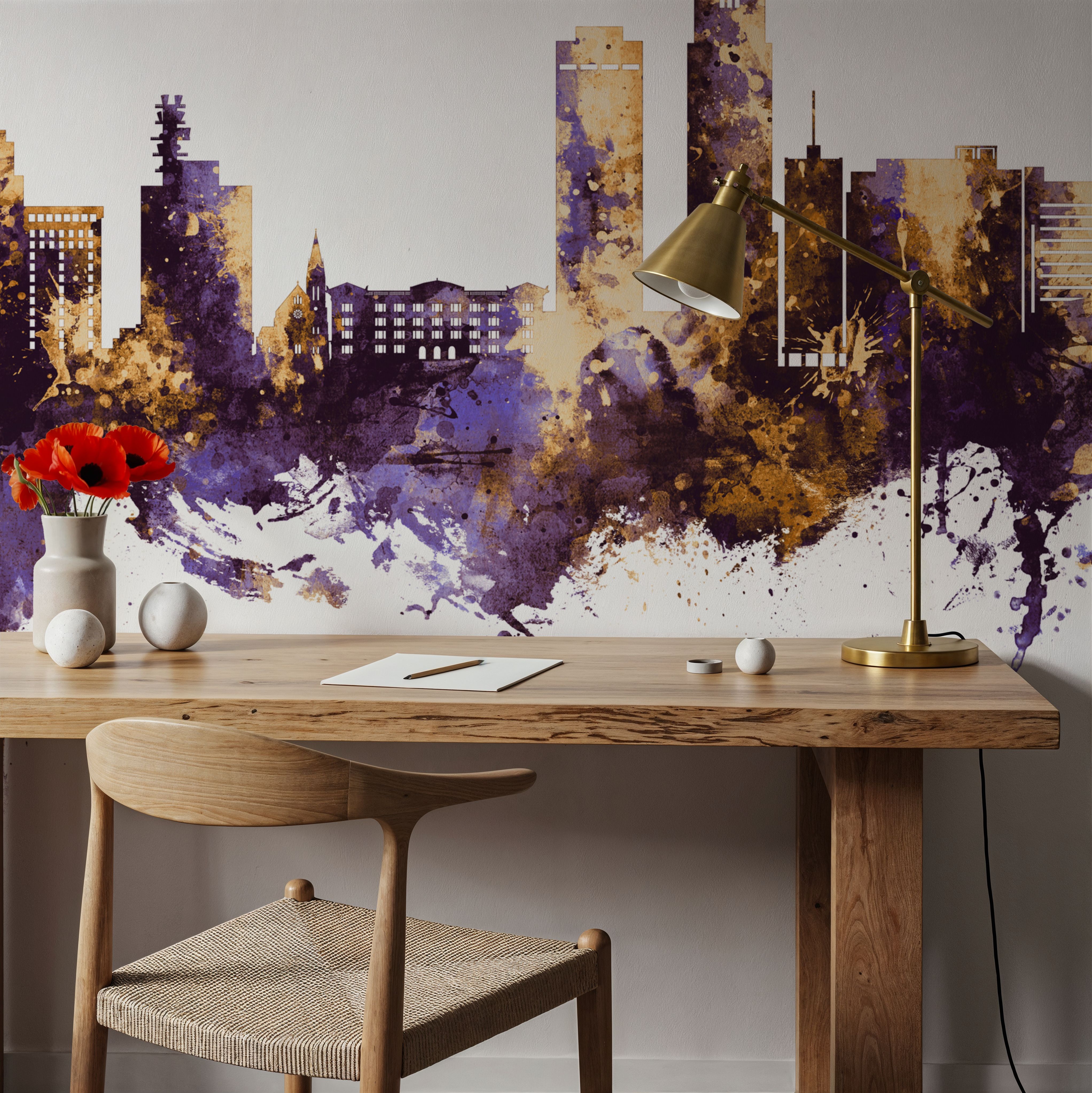 Omaha Nebraska Skyline Purple & Gold