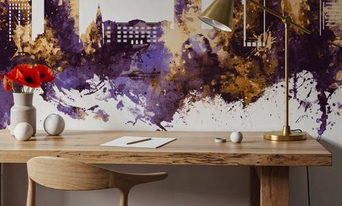 Omaha Nebraska Skyline Purple & Gold