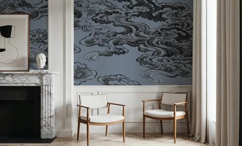 Ukiyo-e Clouds, Denim Blue