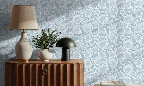 Block Print Lotus, French Blue