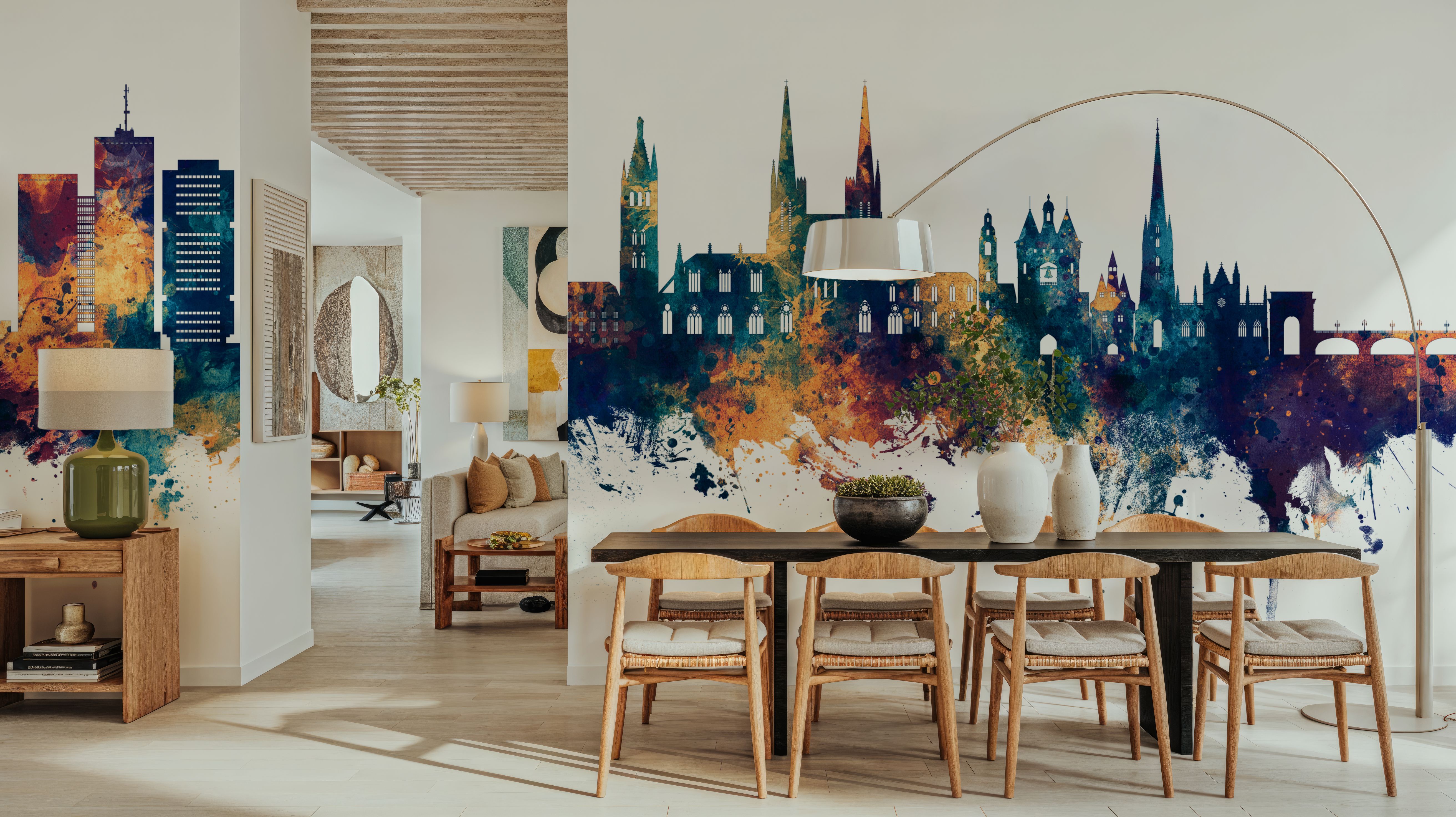 Bordeaux France Skyline Blue & Bronze