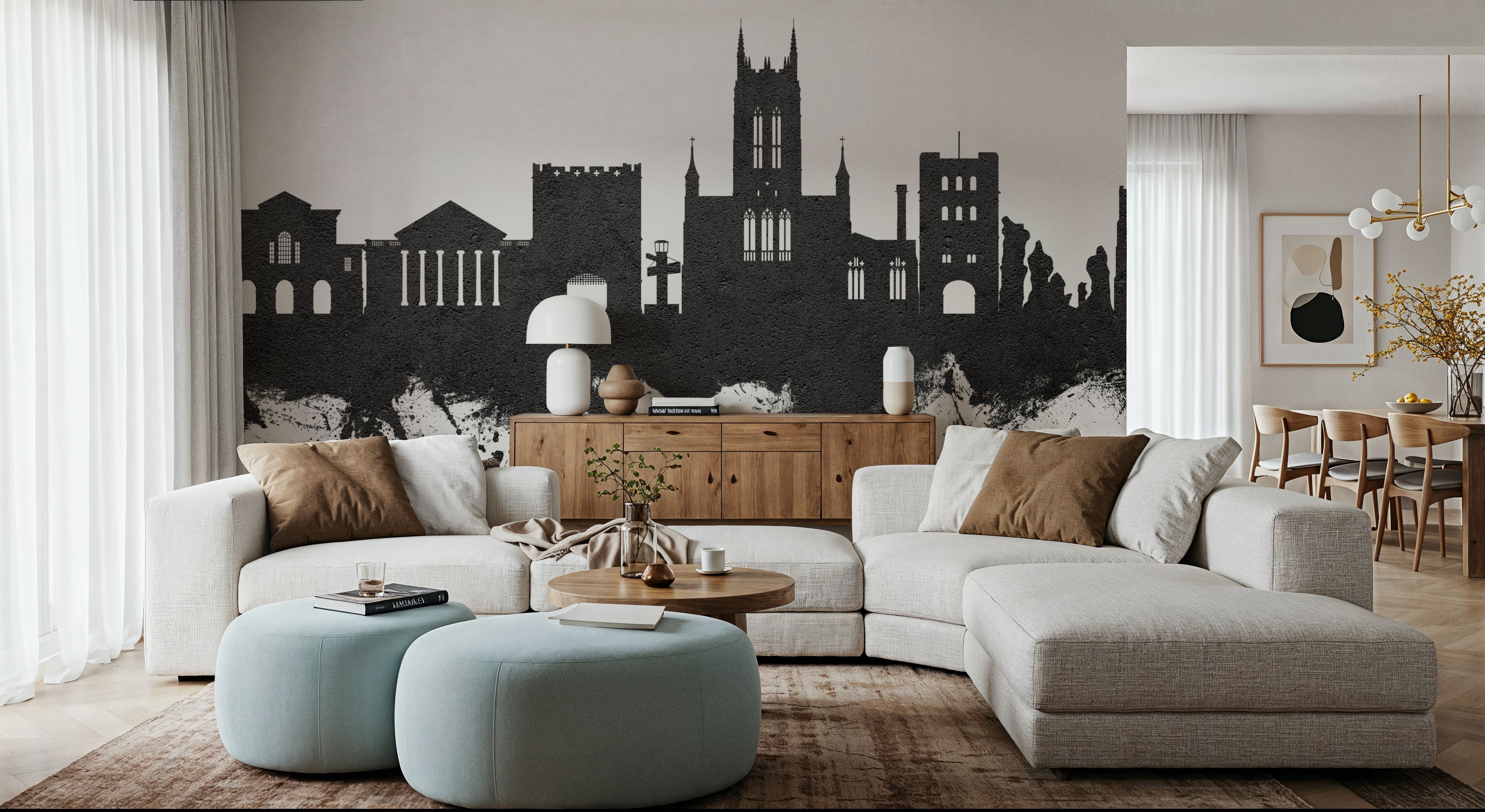 Bury St Edmunds England Skyline Black & White