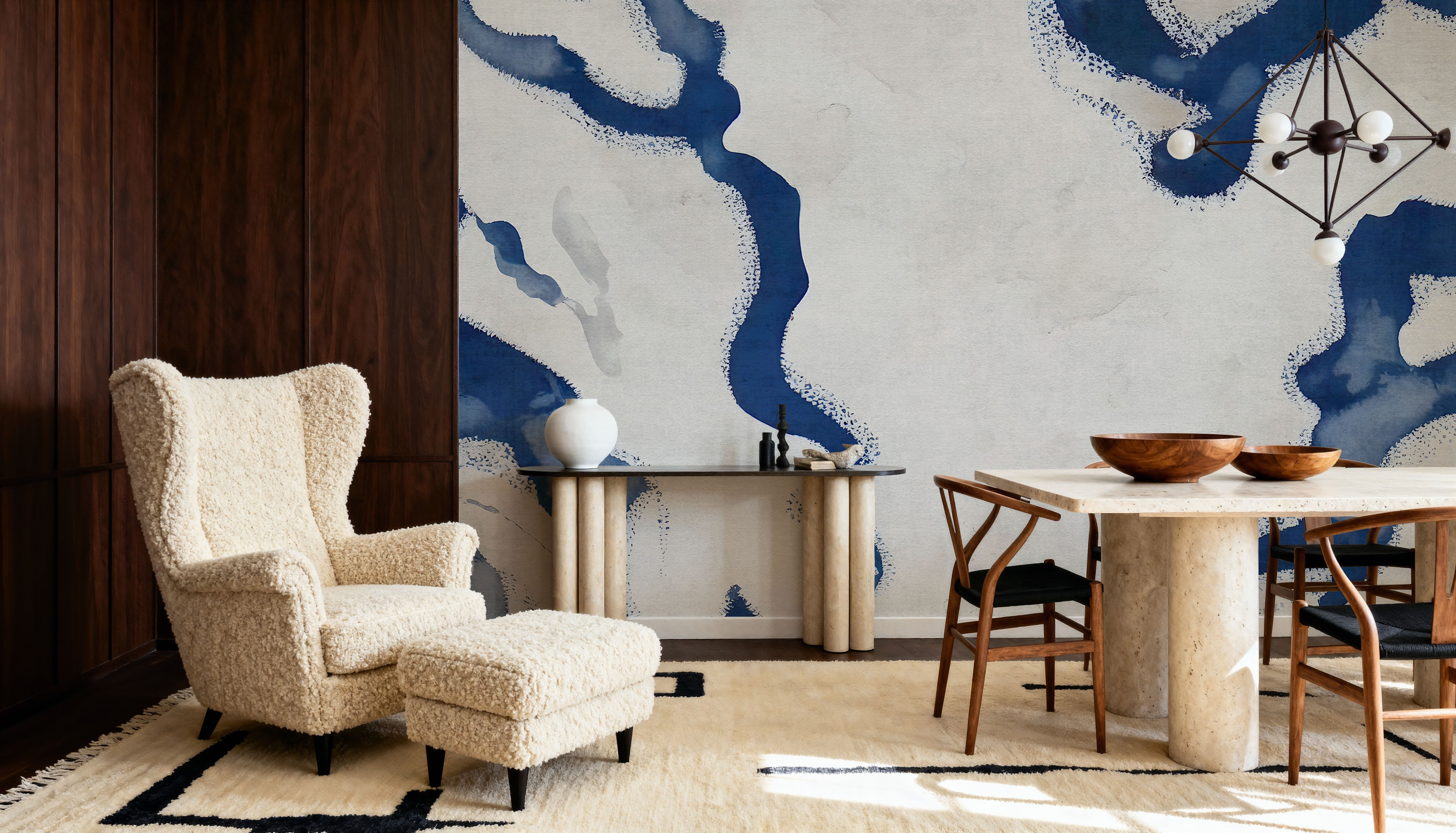 Abstract River Marks, Ocean Blue