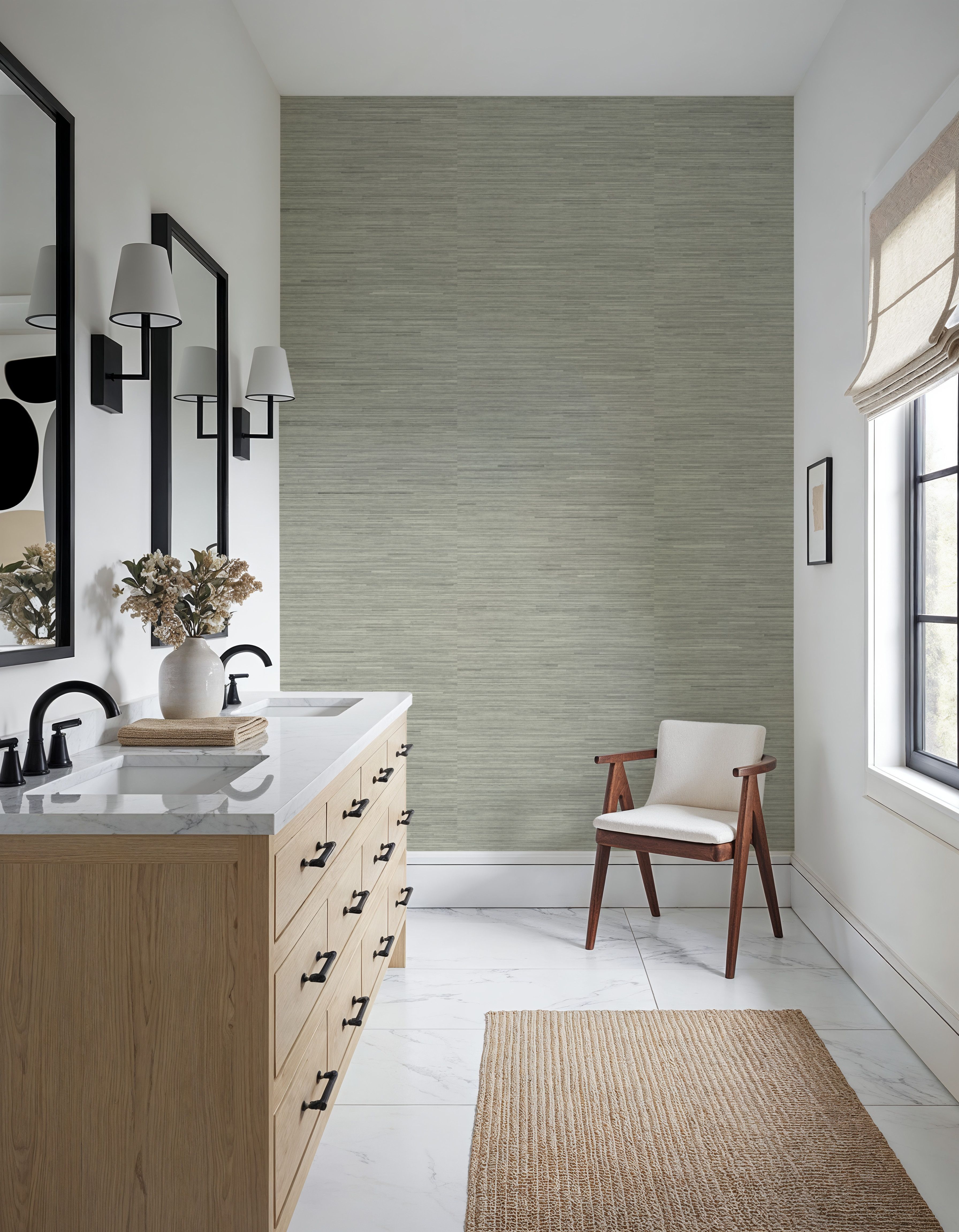 Faux Grasscloth with Visible Seams, Lichen