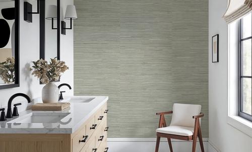 Faux Grasscloth with Visible Seams, Lichen