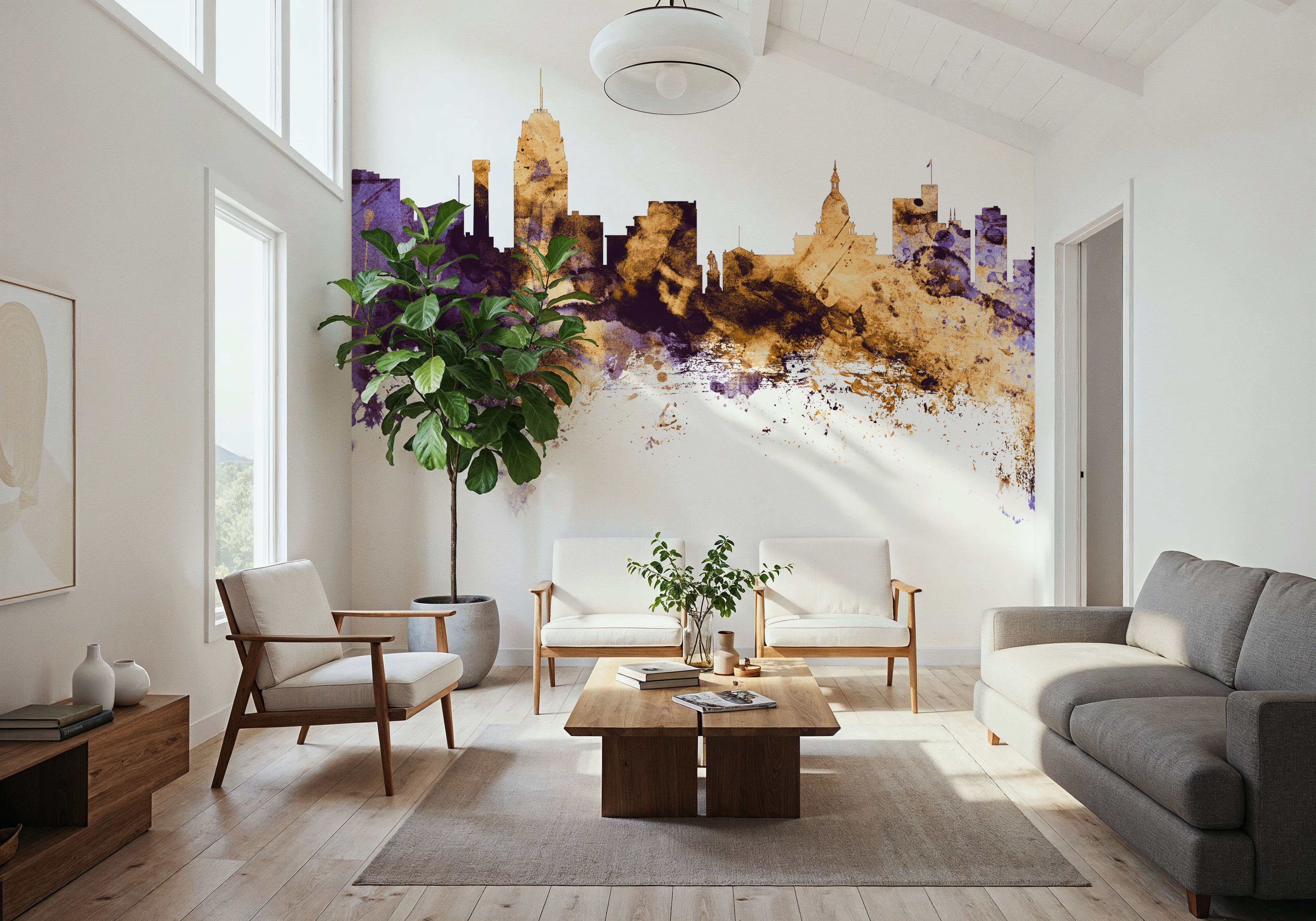 Lansing Michigan Skyline Purple & Gold