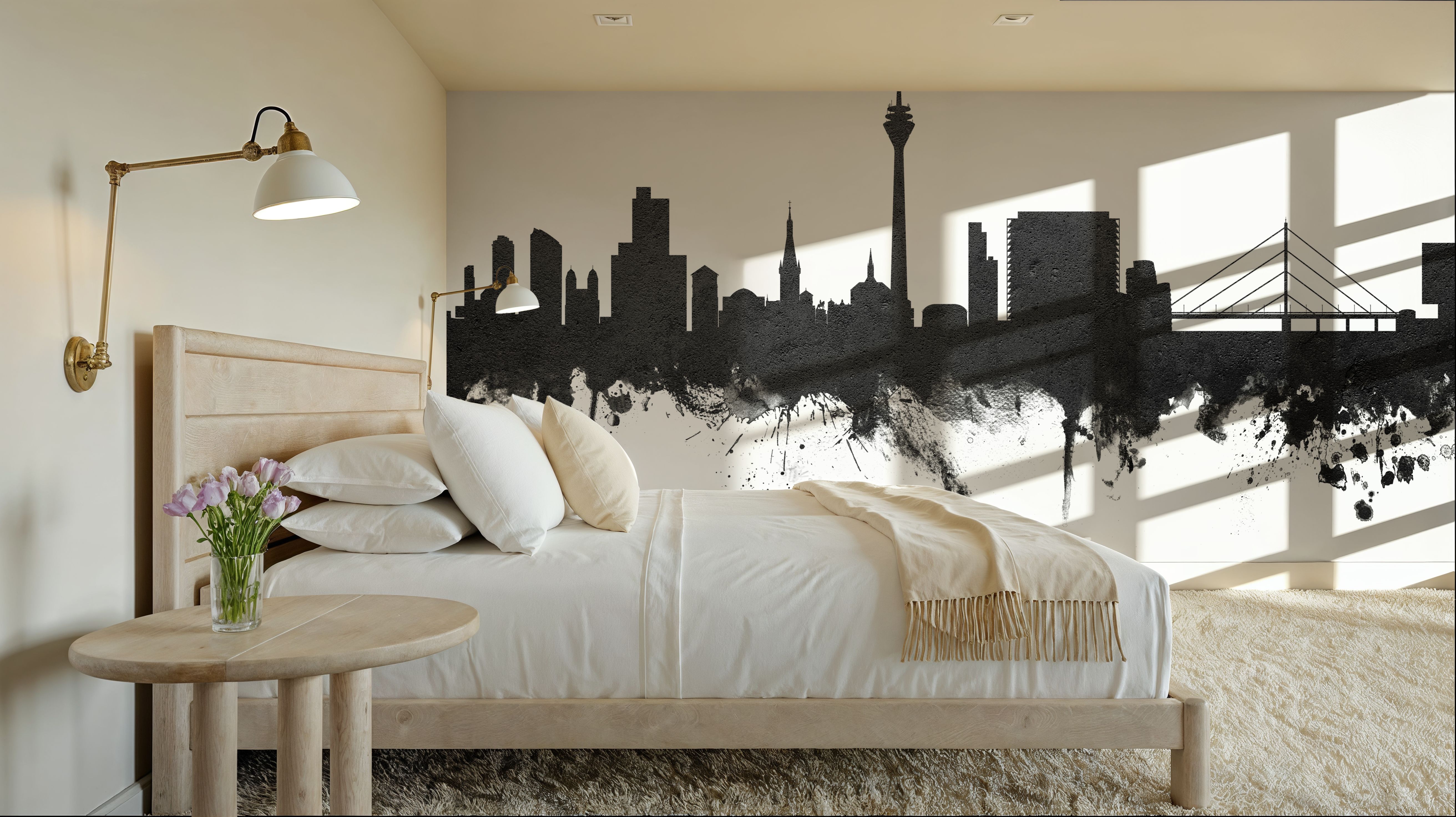 Düsseldorf Germany Skyline Black & White