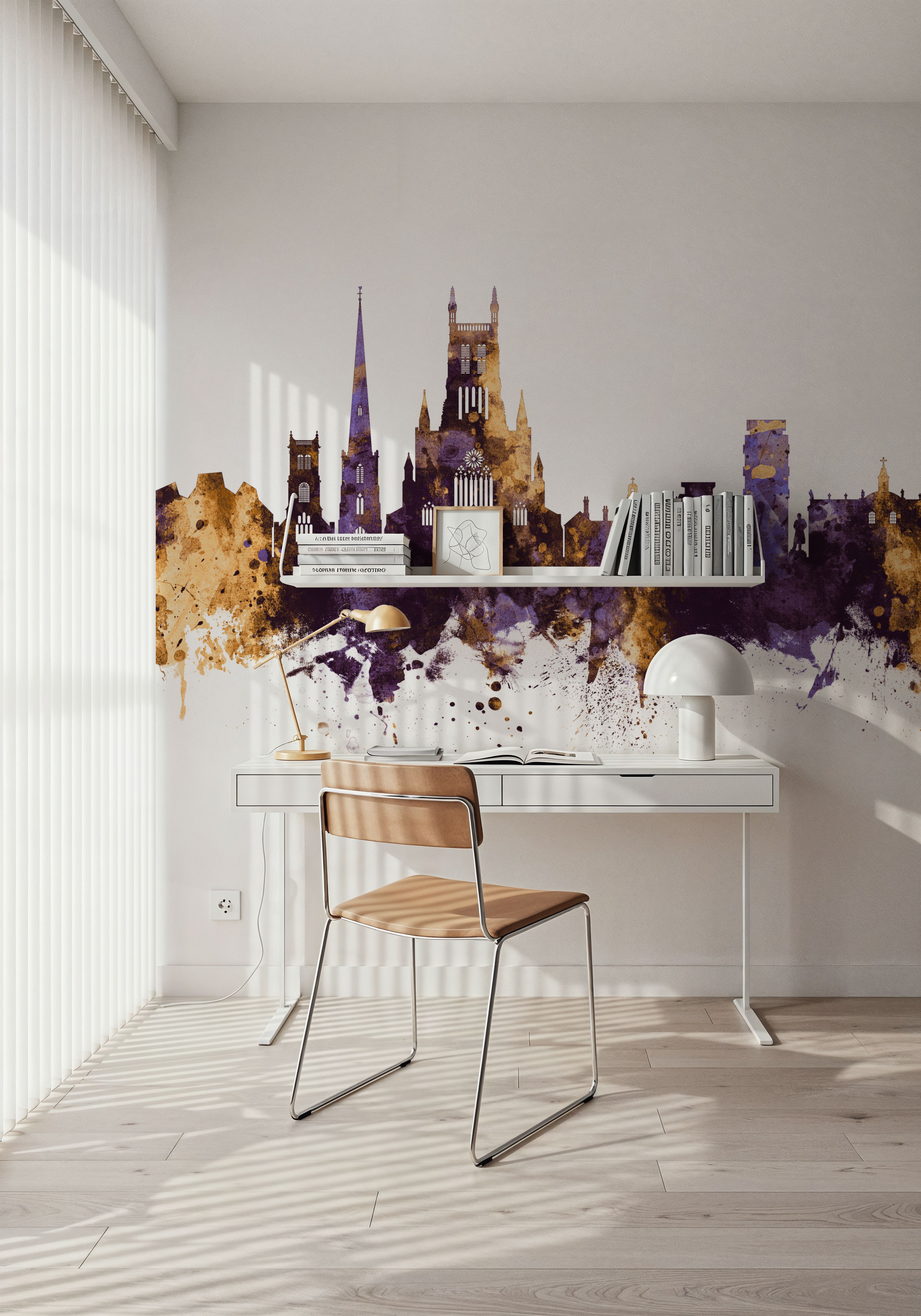 Worcester England Skyline Purple & Gold