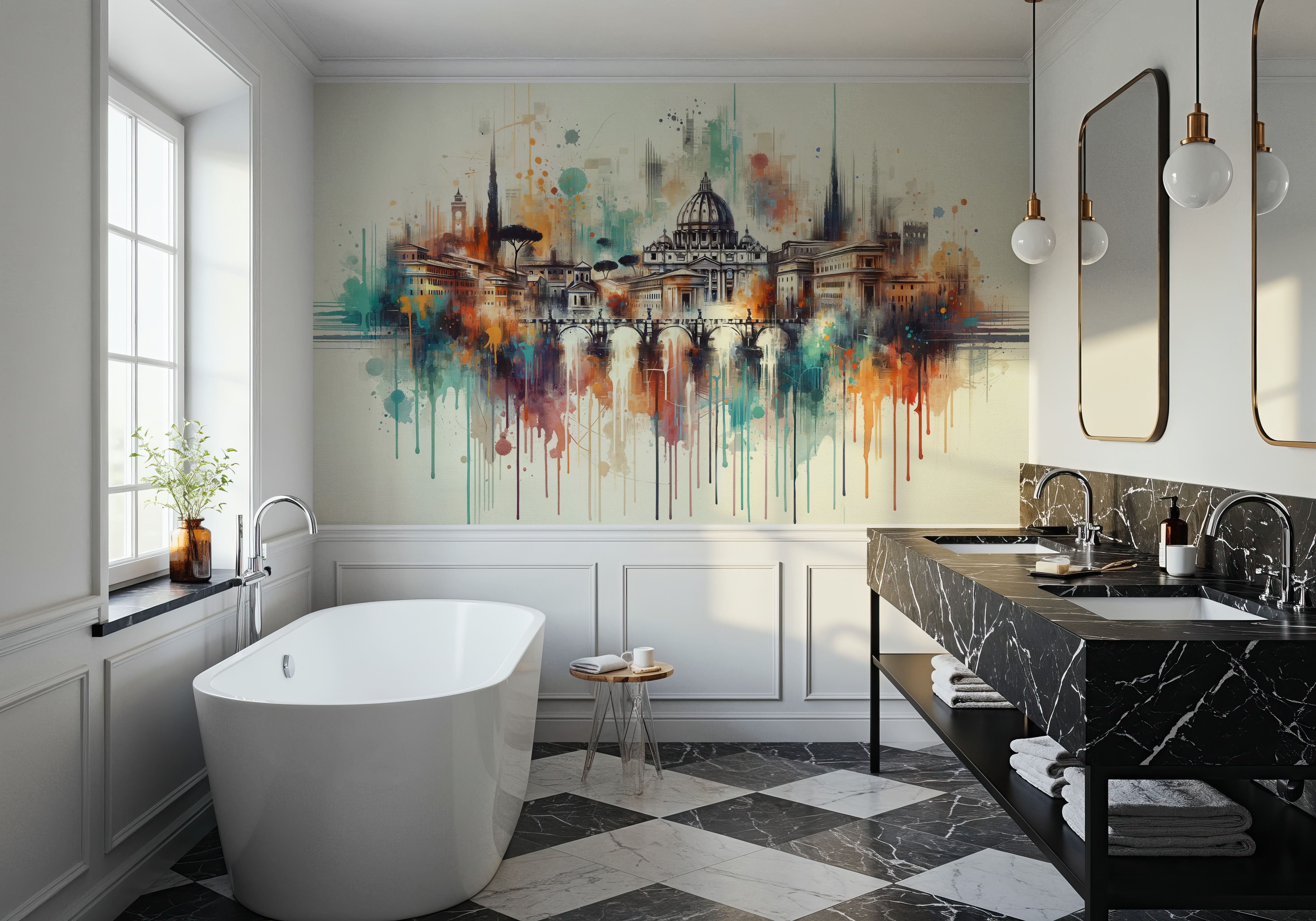 Watercolor Skyline Rome II