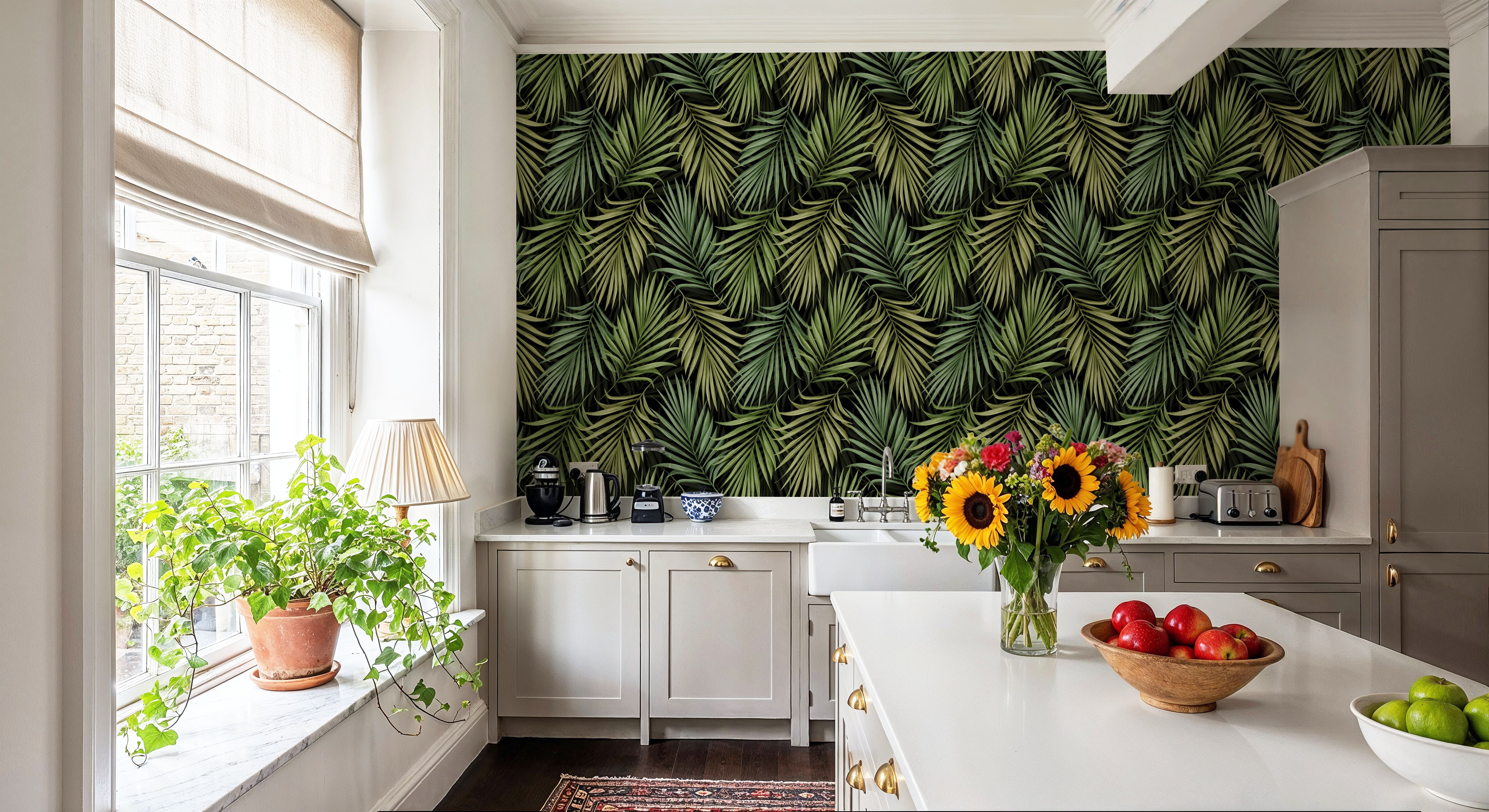 Bright Palms Pattern, Lush Green