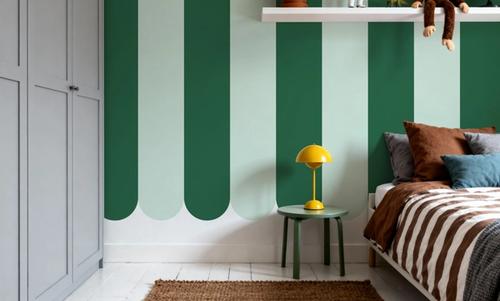 Scalloped Circus Stripes, Green on Green
