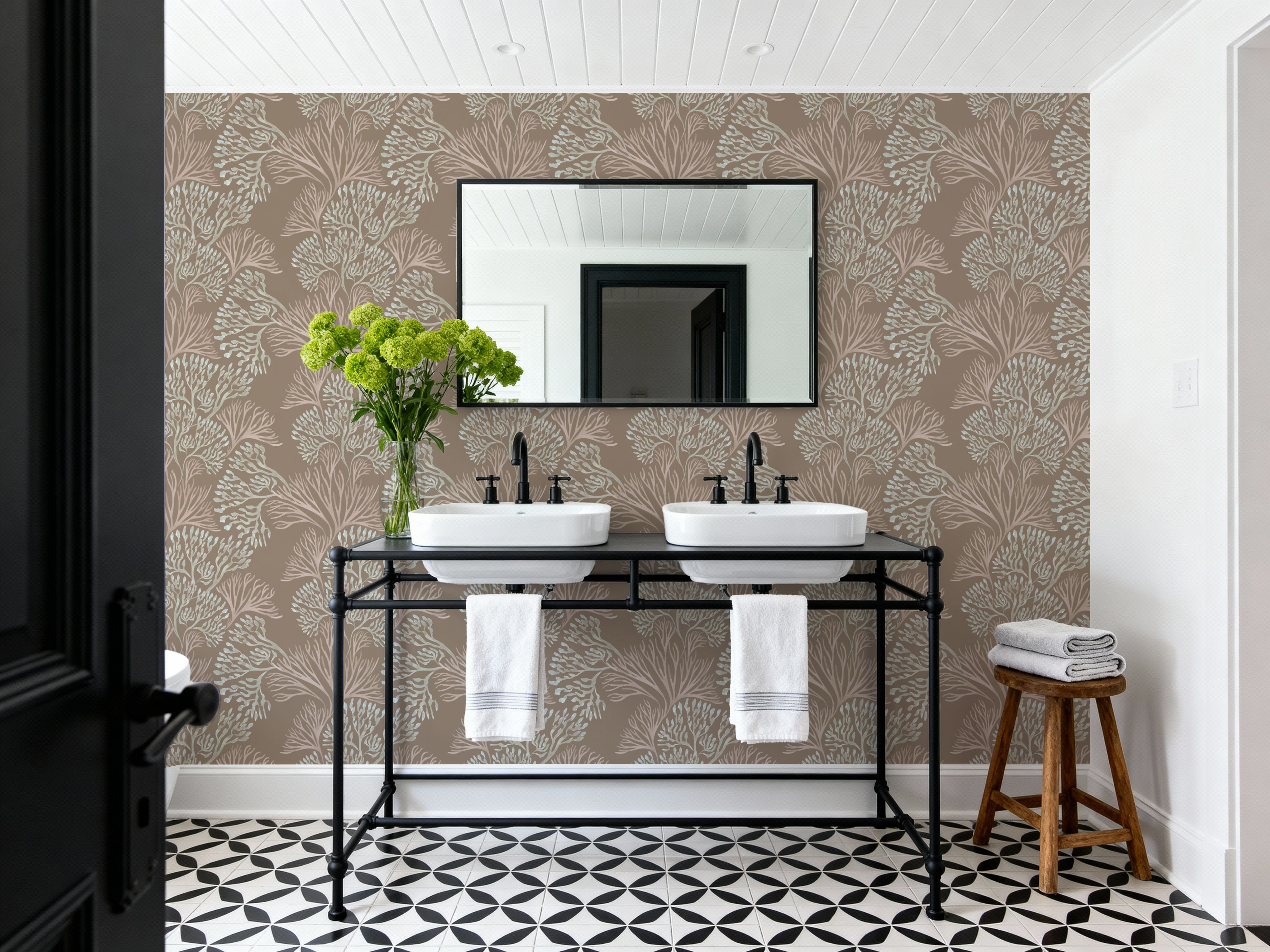 Subtle Seaweed, Warm Beige