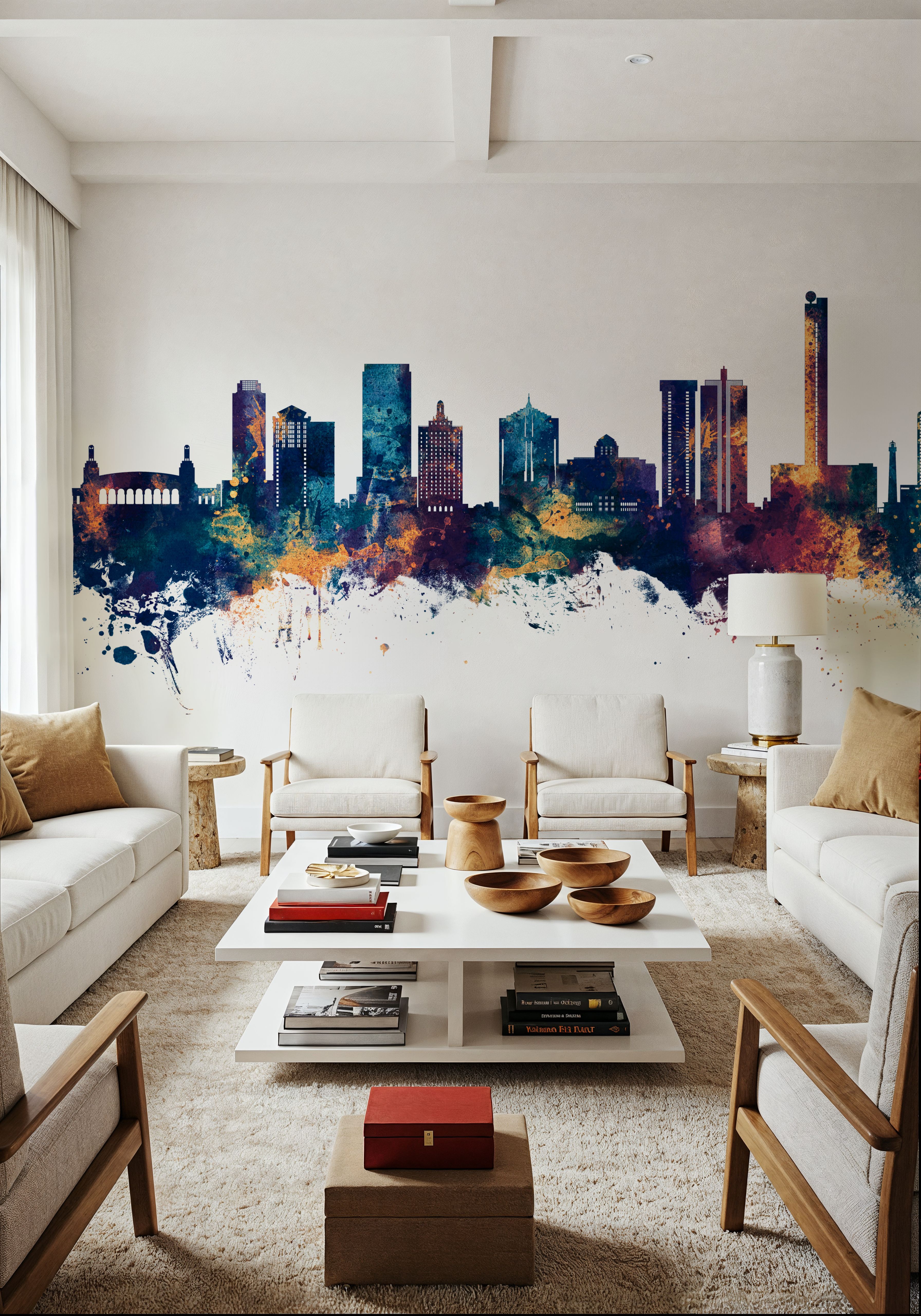 Atlantic City New Jersey Skyline Blue & Bronze