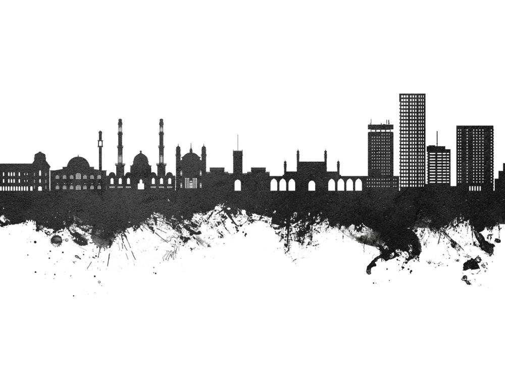 Kabul Afghanistan Skyline Black & White