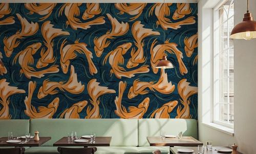 Koi Fish, Ocean Blue