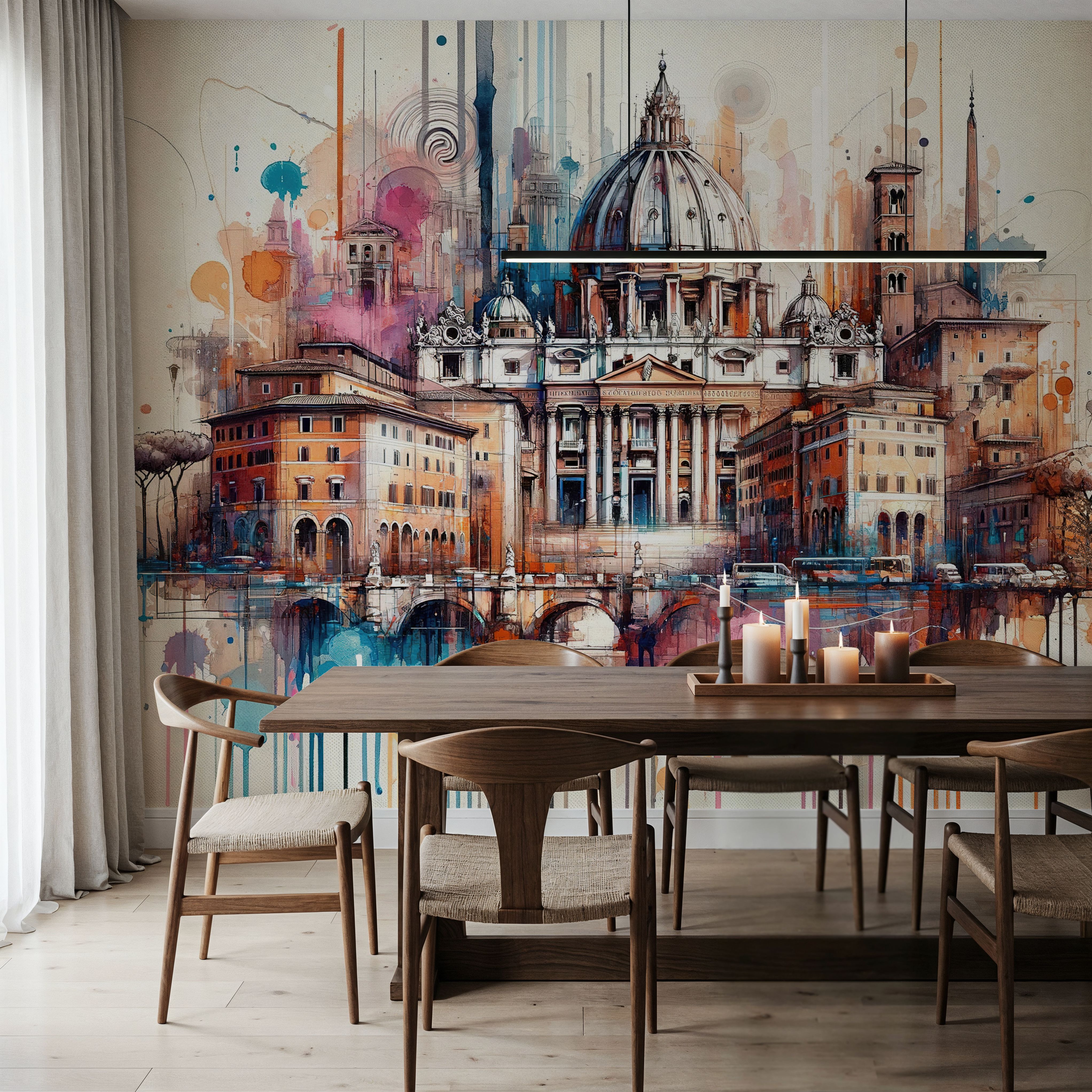 Watercolor Rome Skyline