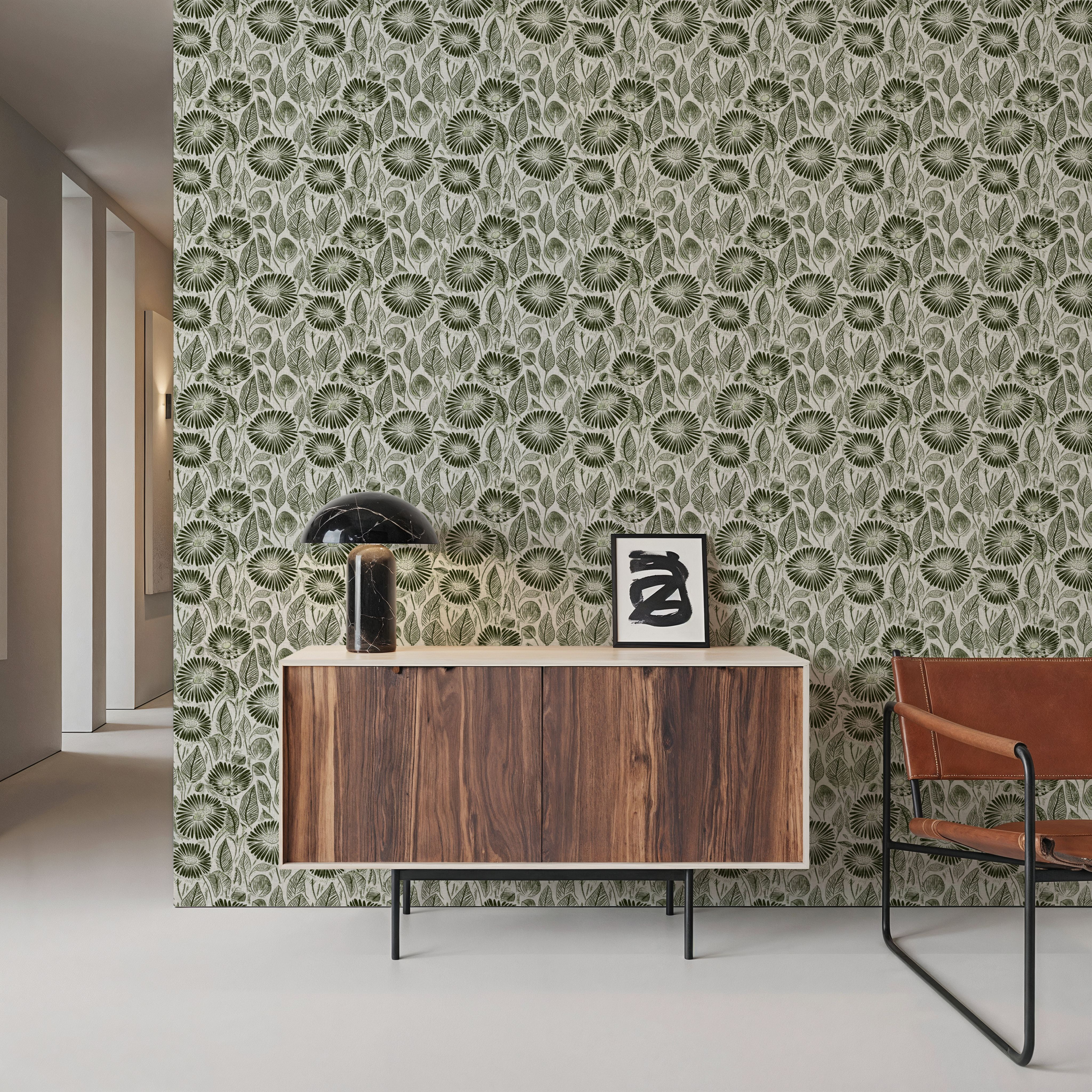 Marguerites, Forest Green, Tapeten