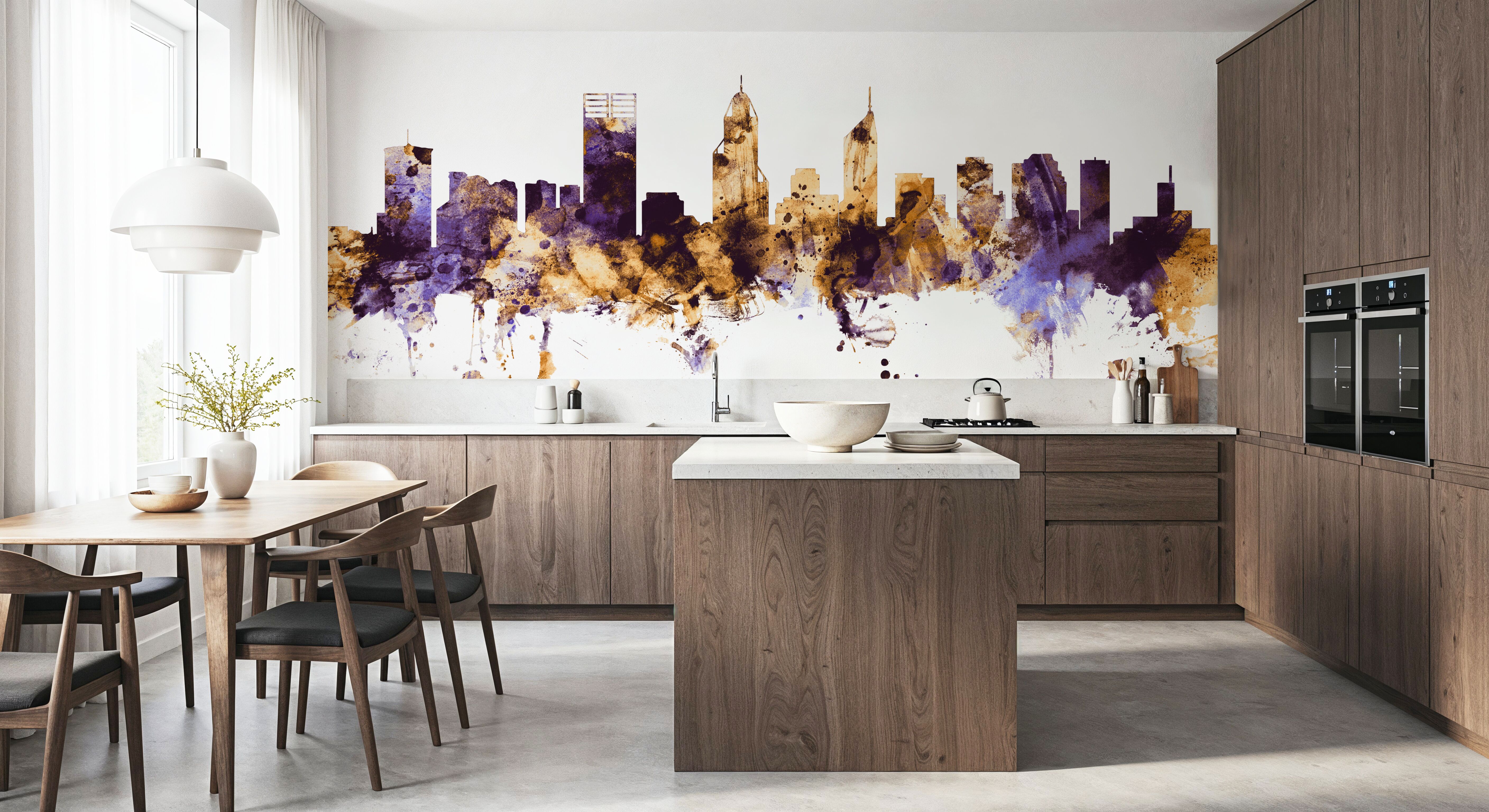Perth Australia Skyline Purple & Gold