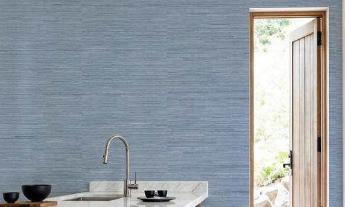 Faux Grasscloth with Visible Seams, Sky