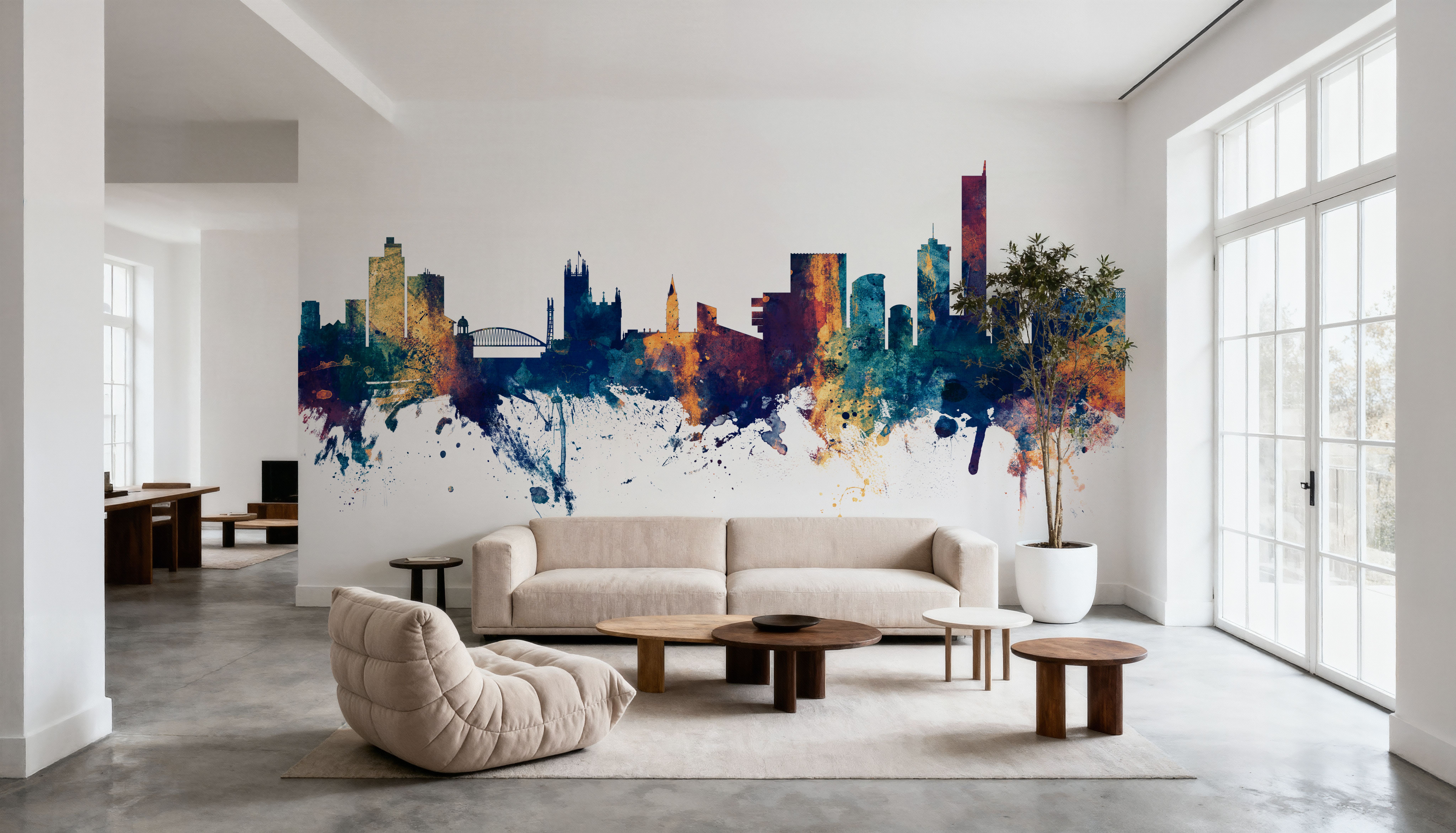 Manchester England Skyline Blue & Bronze