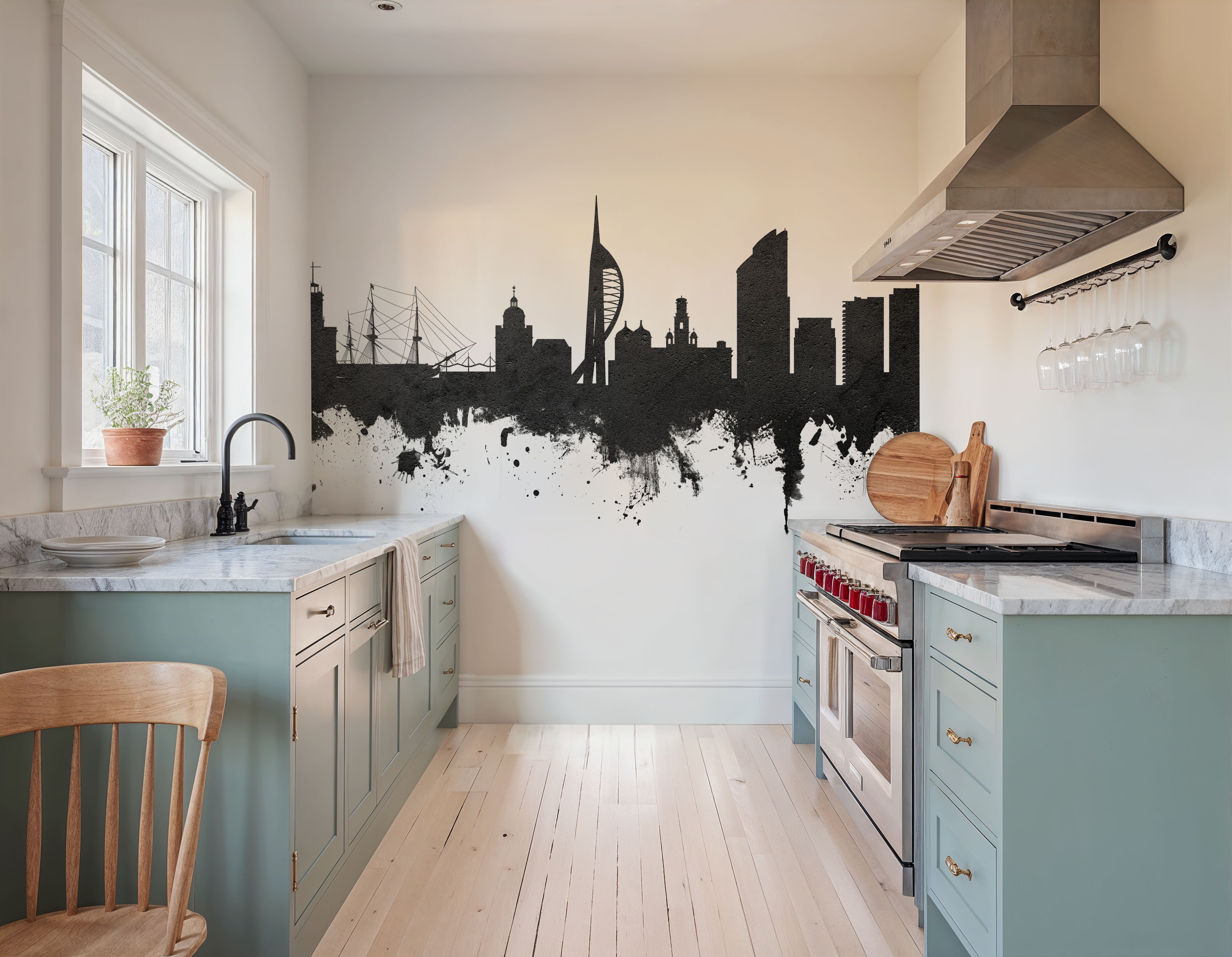 Portsmouth England Skyline Black & White