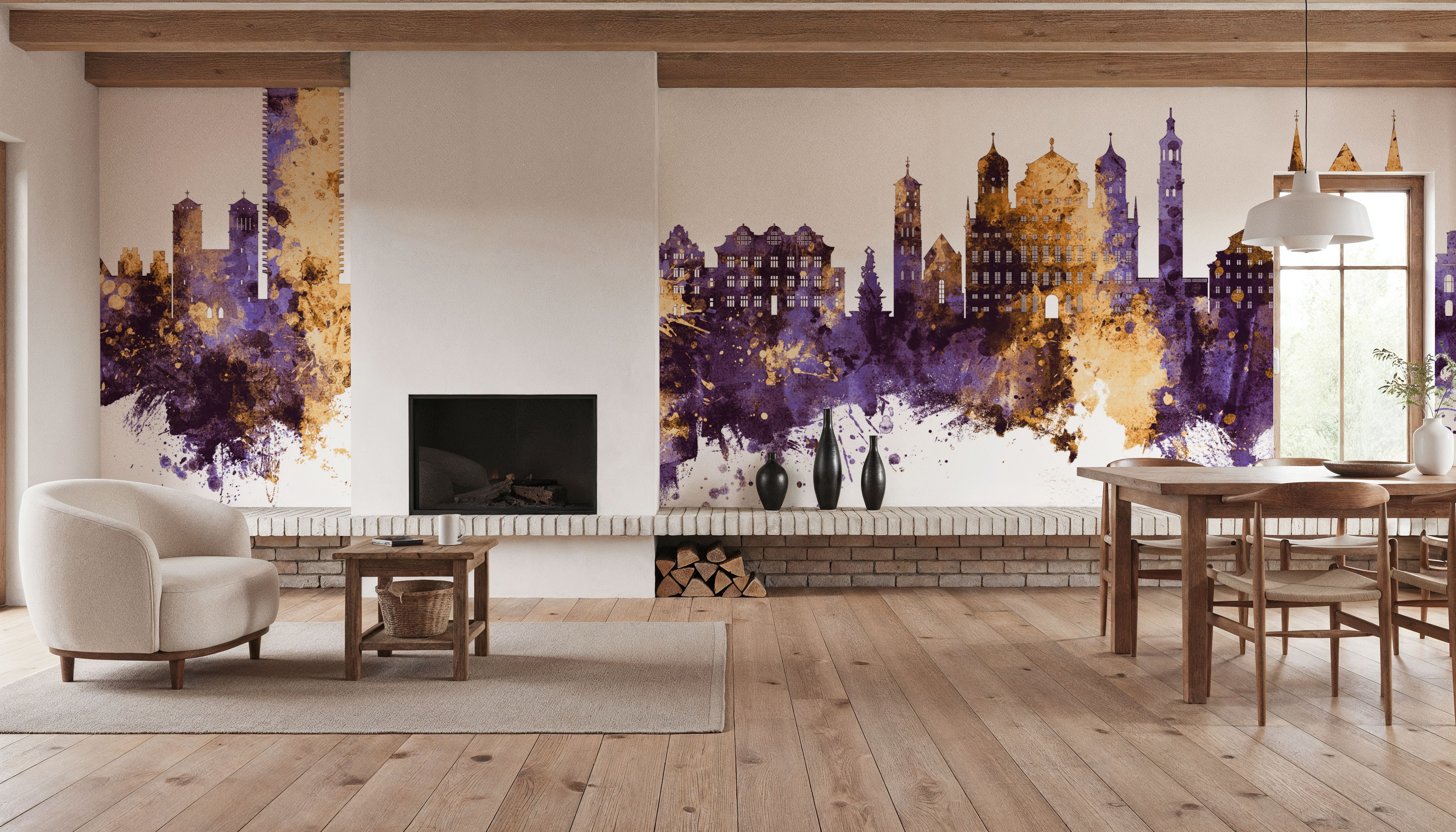Augsburg Germany Skyline Purple & Gold