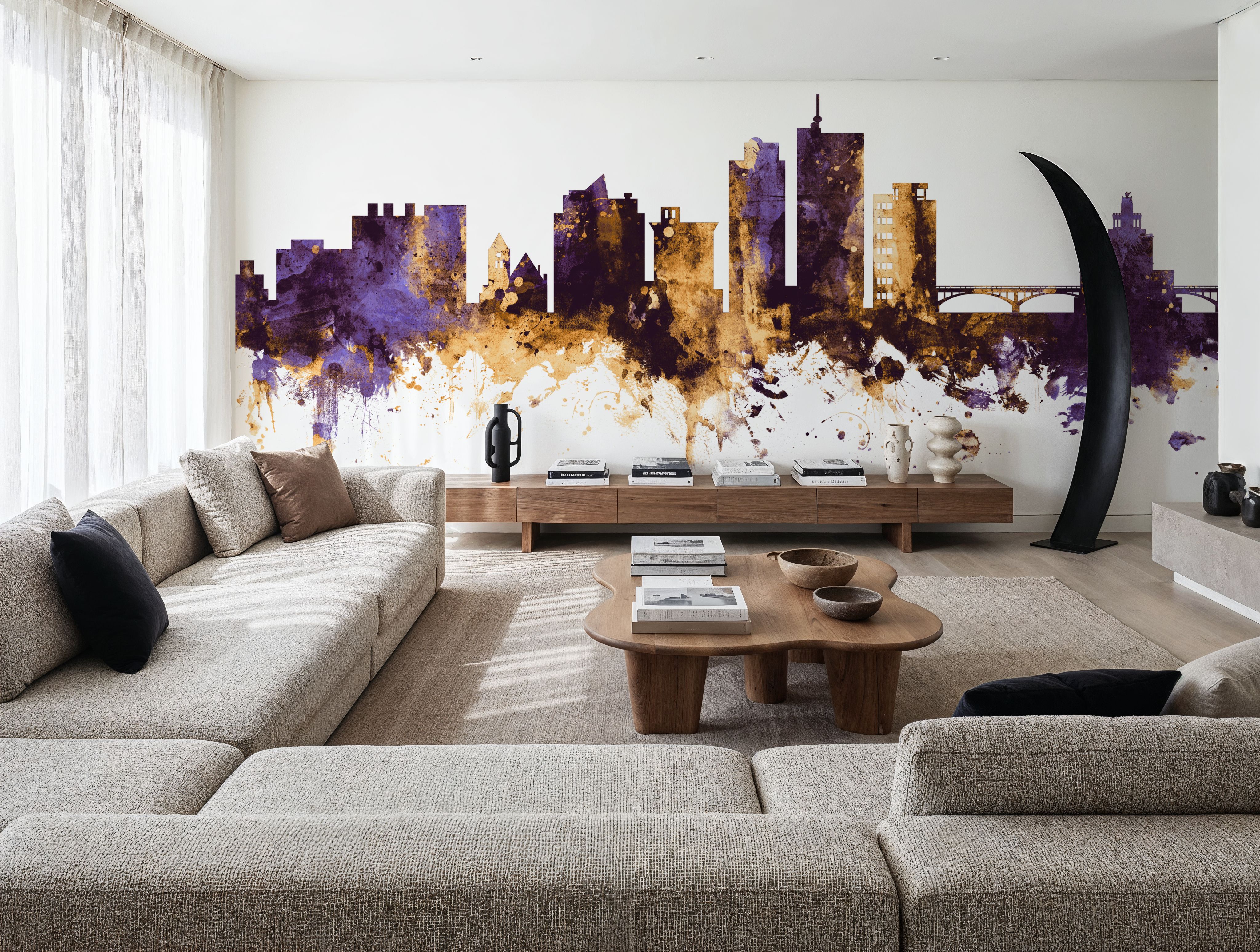 Cedar Rapids Iowa Skyline Purple & Gold