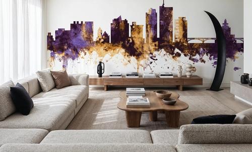 Cedar Rapids Iowa Skyline Purple & Gold