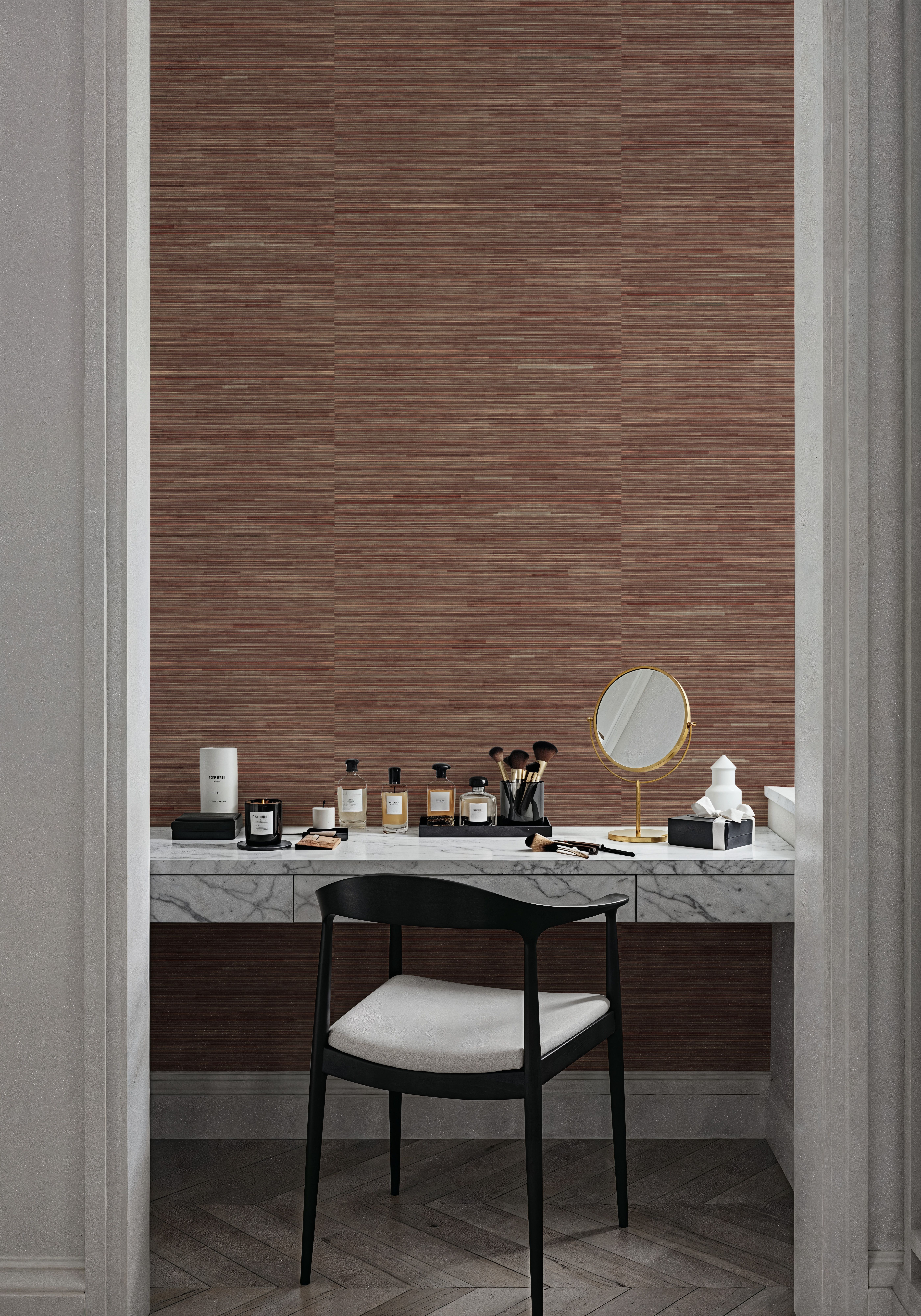Faux Grasscloth with Visible Seams, Rosewood
