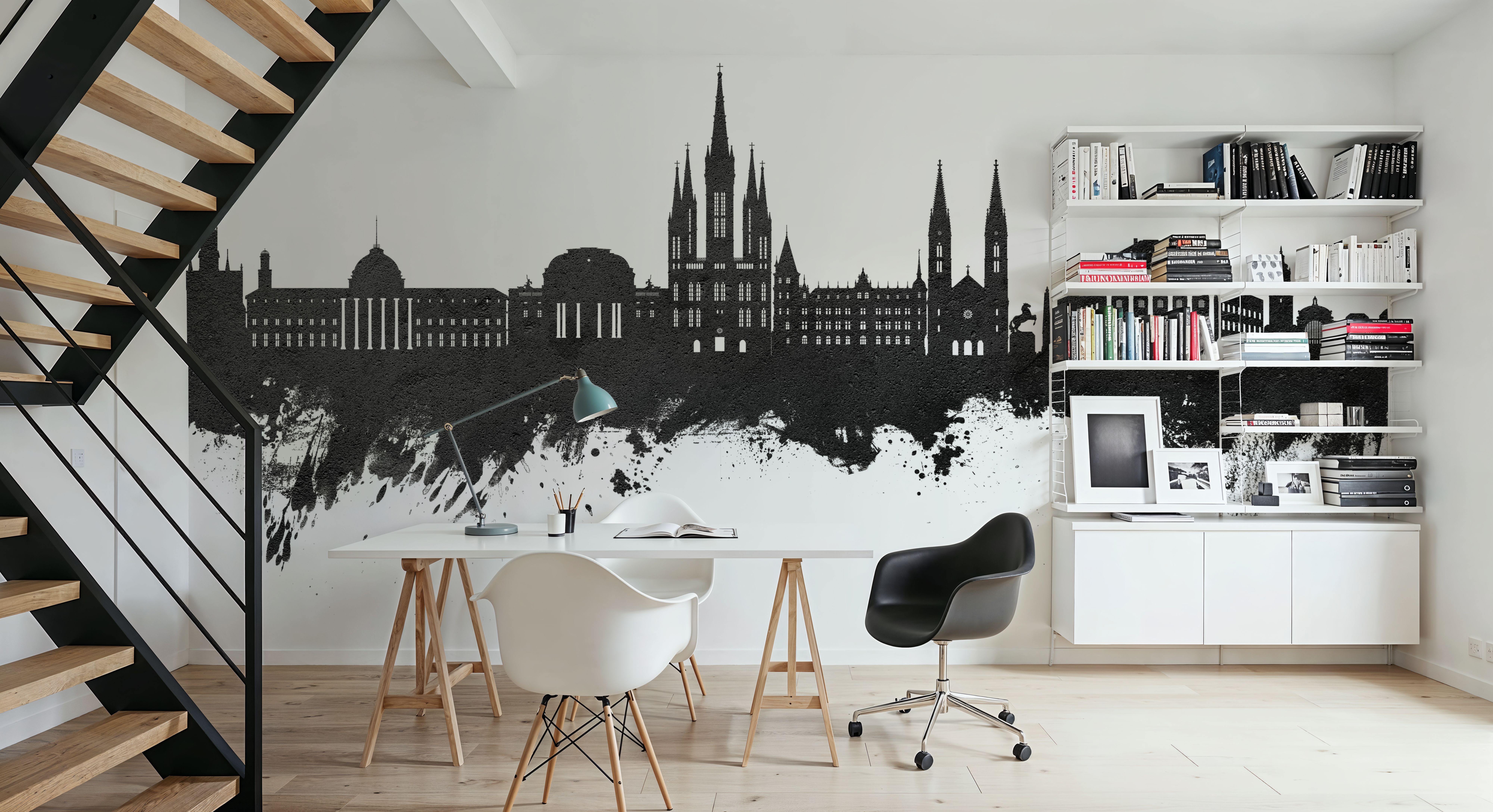 Weisbaden Germany Skyline Black & White
