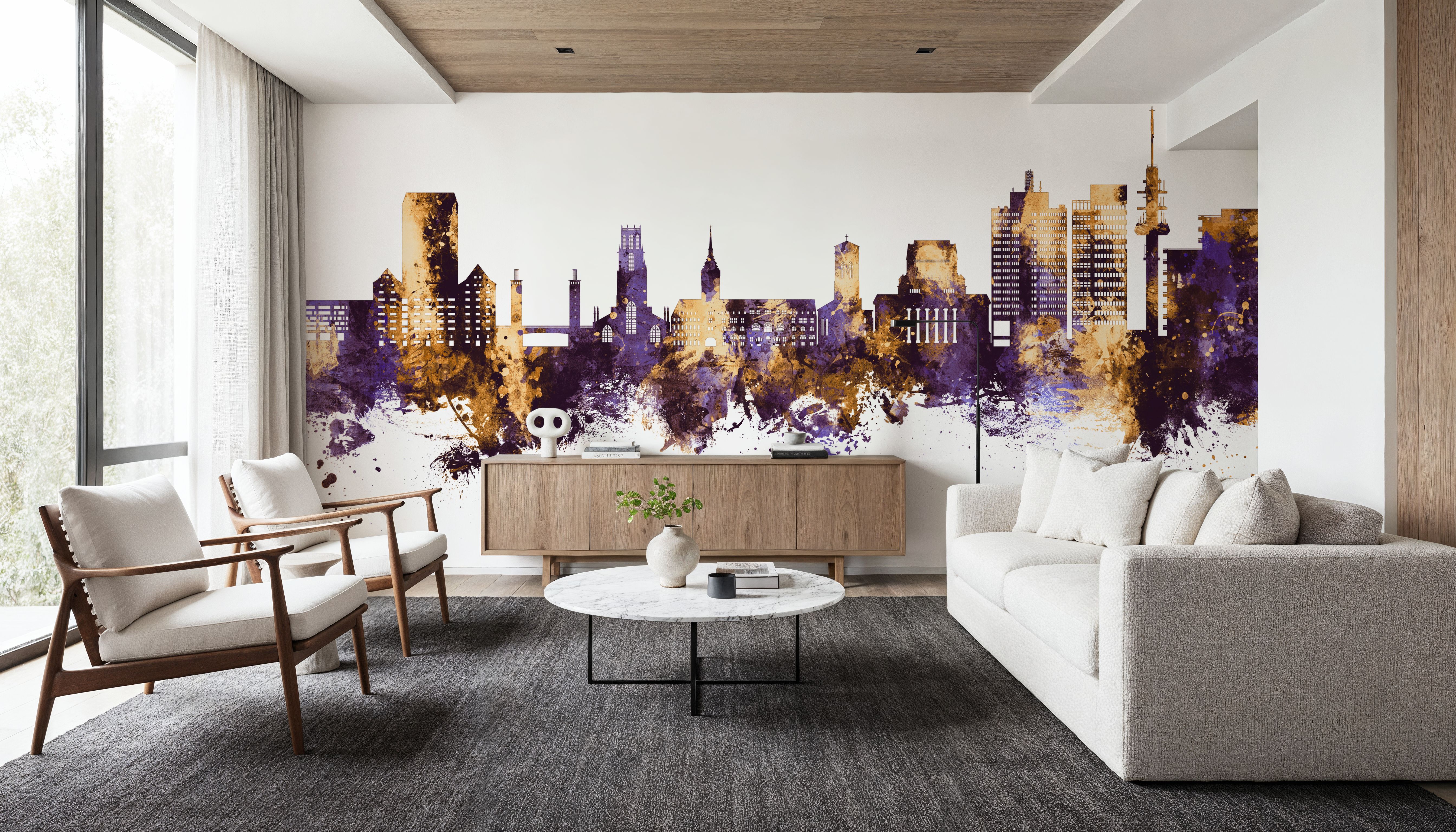 Duisburg Germany Skyline Purple & Gold