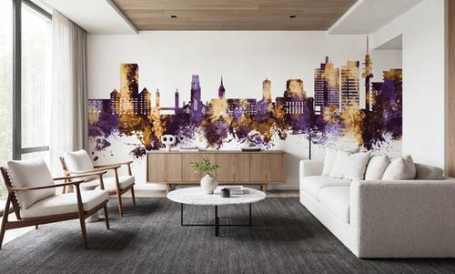 Duisburg Germany Skyline Purple & Gold