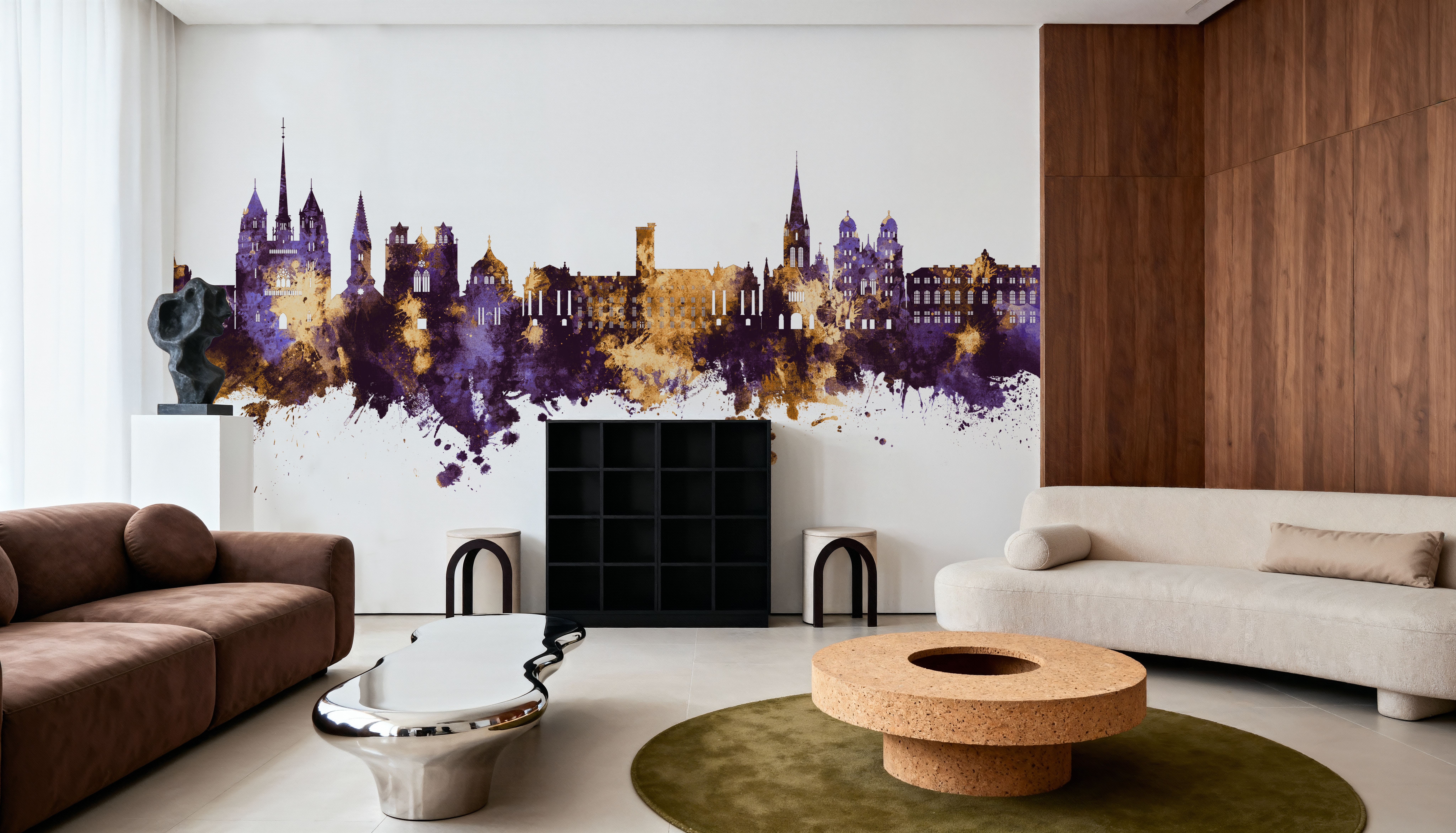 Dijon France Skyline Purple & Gold