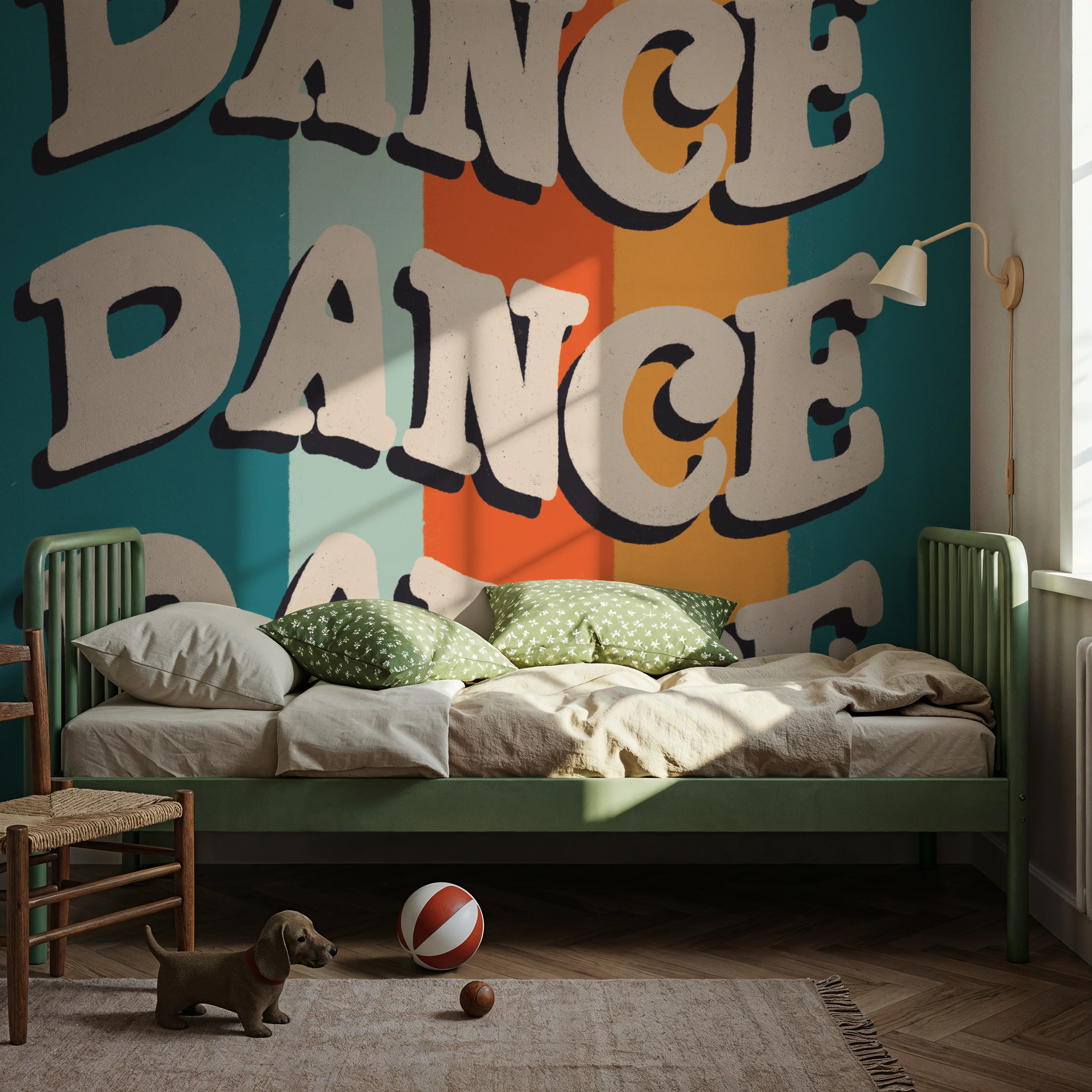 Fotobehang - Disco Fever I - Grafische Kunst Mural - Blauw - Slaapkamers - Wallism België - Zelfklevend of Vliesbehang