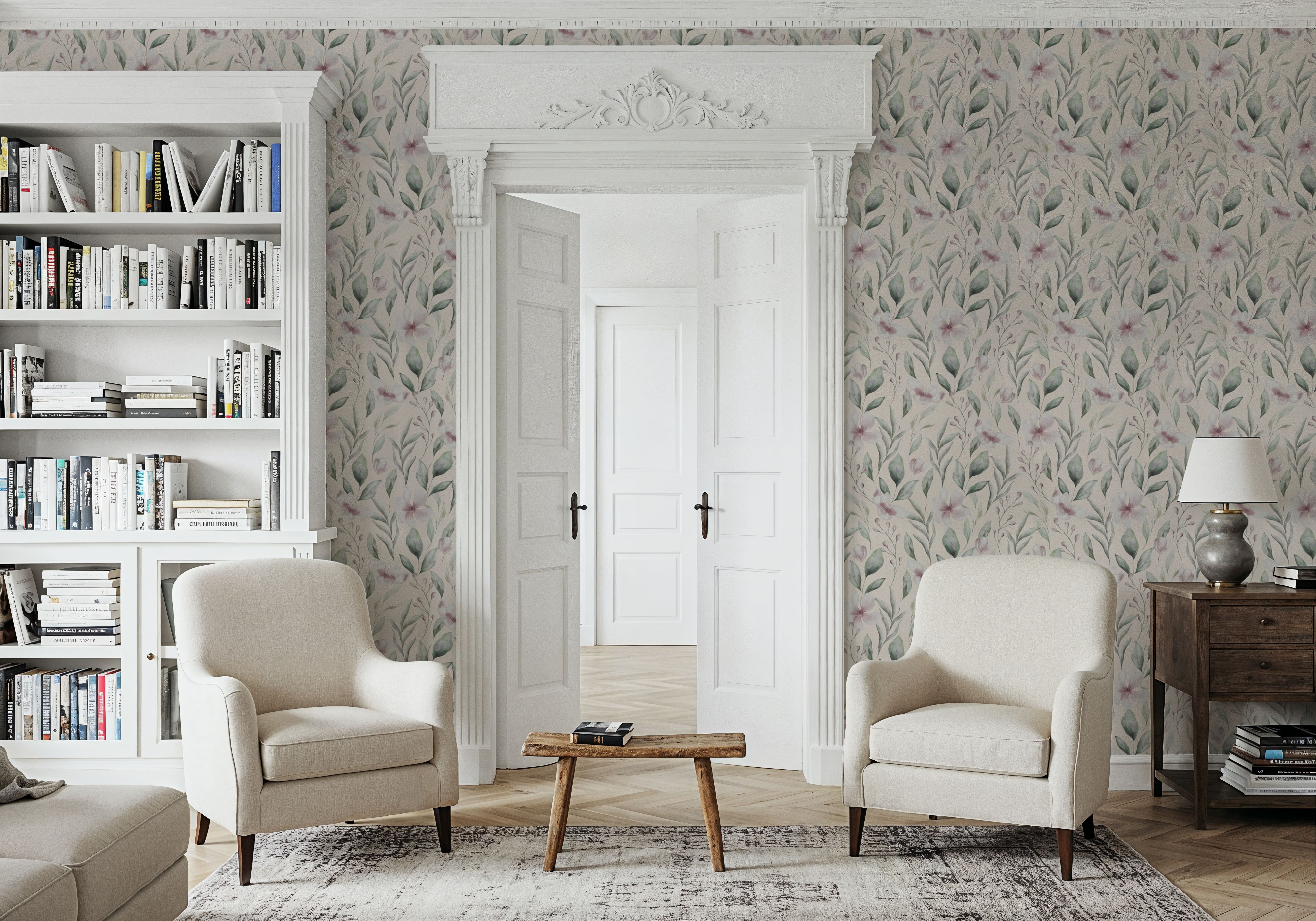 Twigs And Anemones Beige