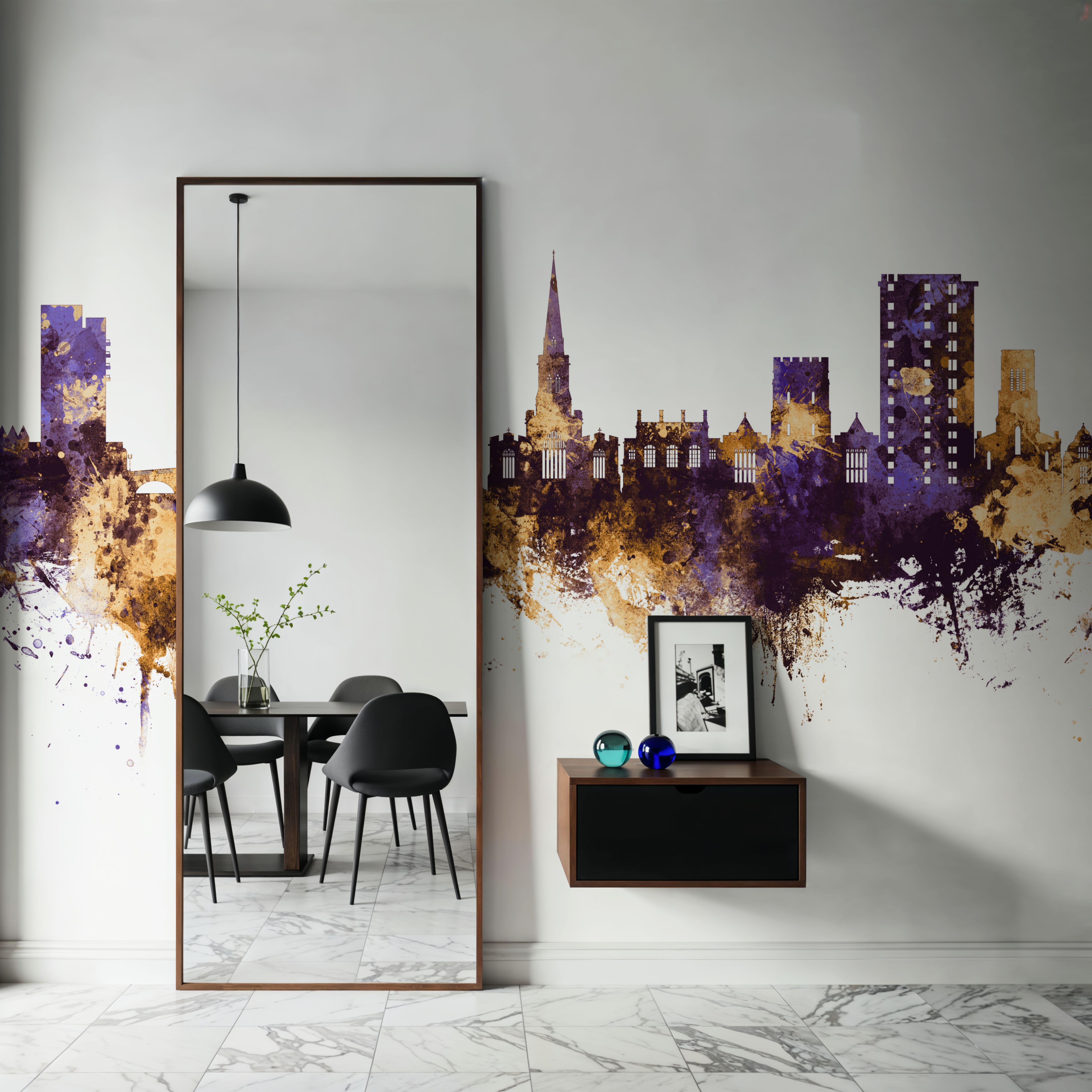 Bedford England Skyline Purple & Gold