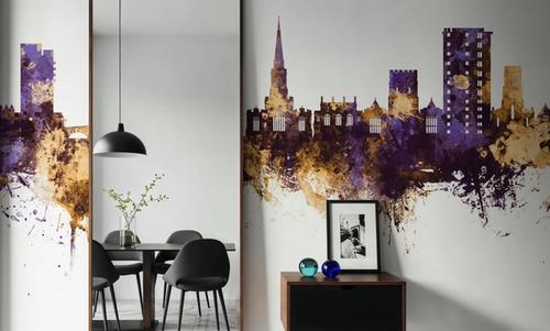 Bedford England Skyline Purple & Gold