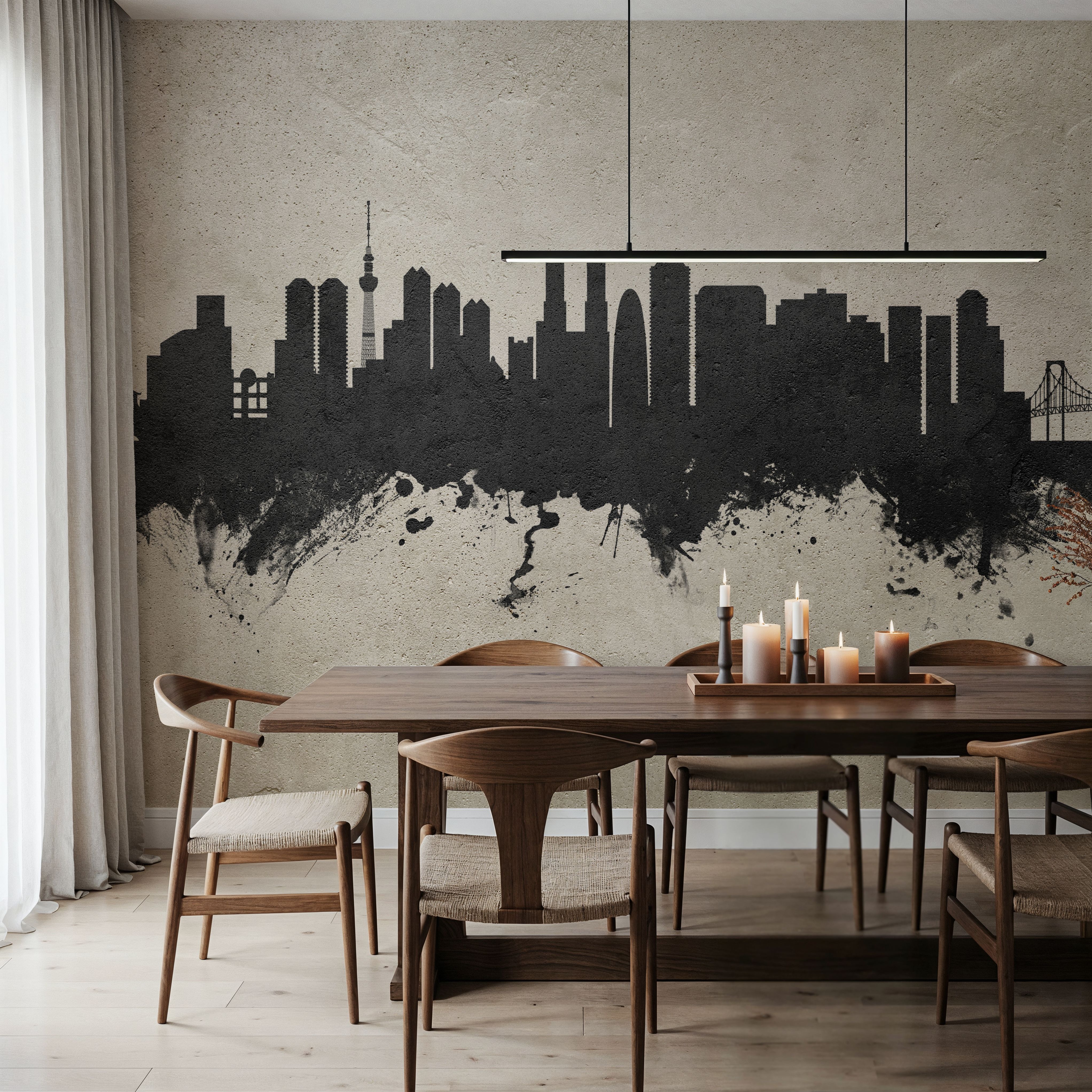 Wall Mural - Tokyo Japan Skyline Concrete - Offices - Wallism US - Premium, Textured or Peel & Stick