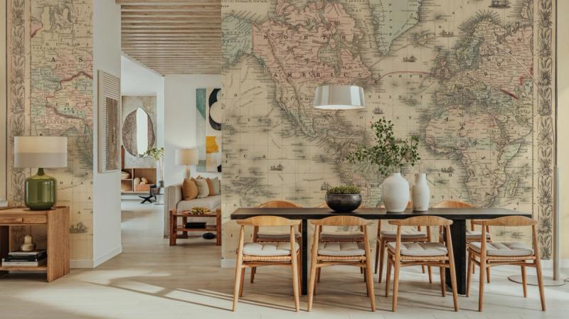 Colton's World Map 1858 papier peint panoramique ➡ 100% sans PVC et non toxique