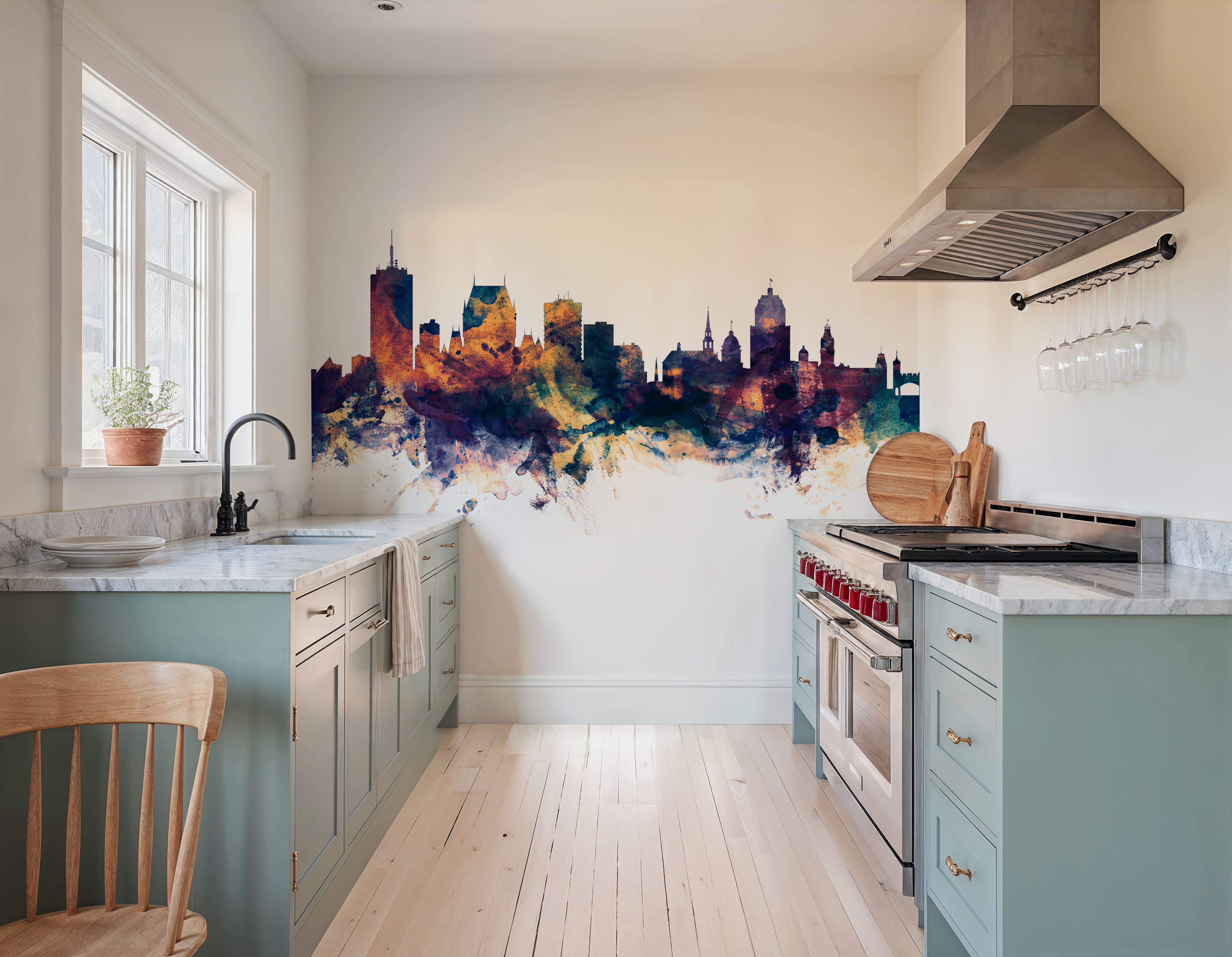 Quebec Canada Skyline Blue & Bronze